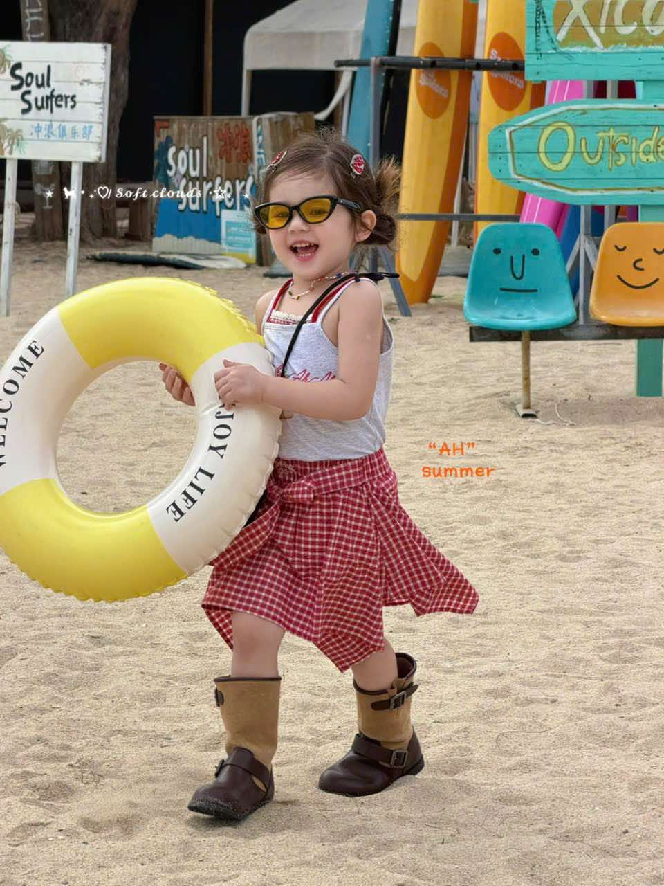 AH63 - Chân váy thô kẻ caro xòe màu đỏ hãng AH