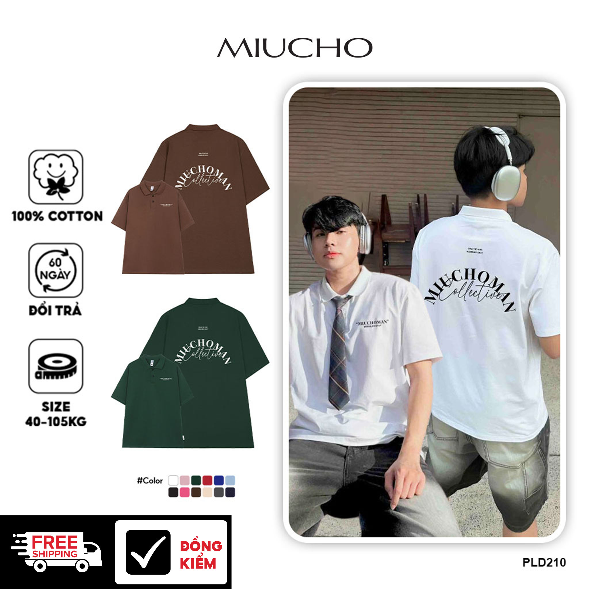 Áo polo nam form rộng PLD210 Miucho Man in Typography_thumbnail_1