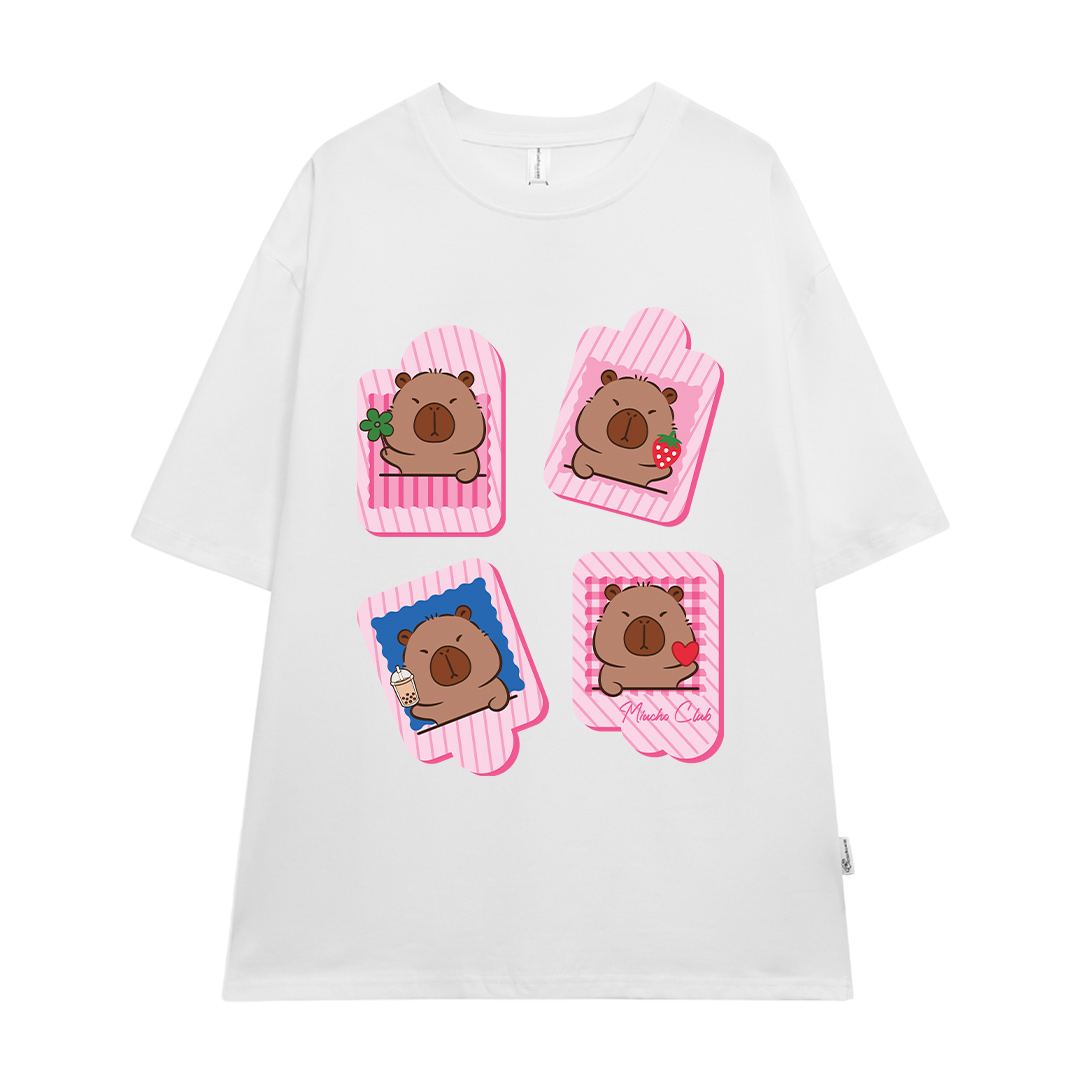 Áo phông form rộng Capybara unisex ATD1494 Miucho vải cotton thoáng mát cổ tròn in mix_thumbnail_7