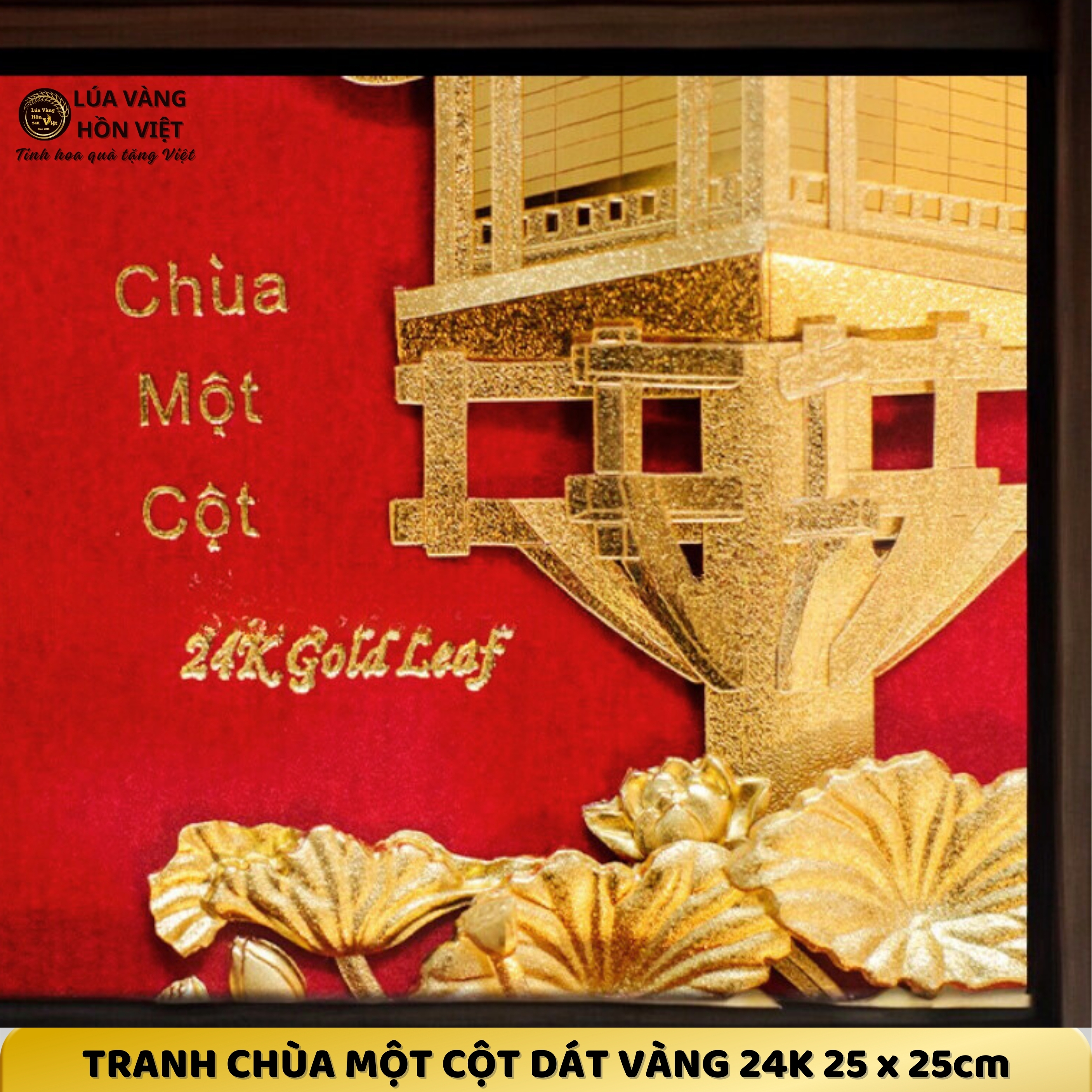 TRANH CHÙA MỘT CỘT DÁT VÀNG 24K 25x25cm_thumbnail_3