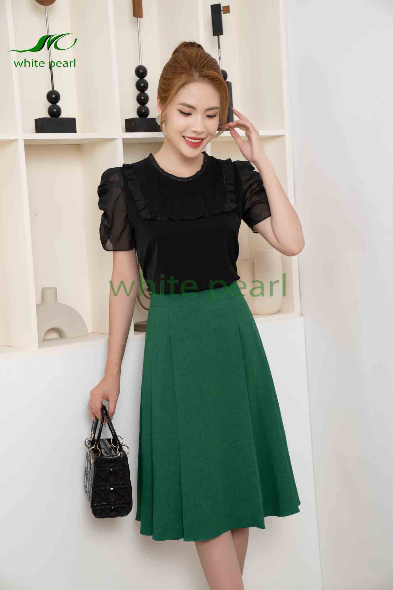 Chân váy xòe ngang gối thời trang công sở cao cấp White Pearl_thumbnail_2