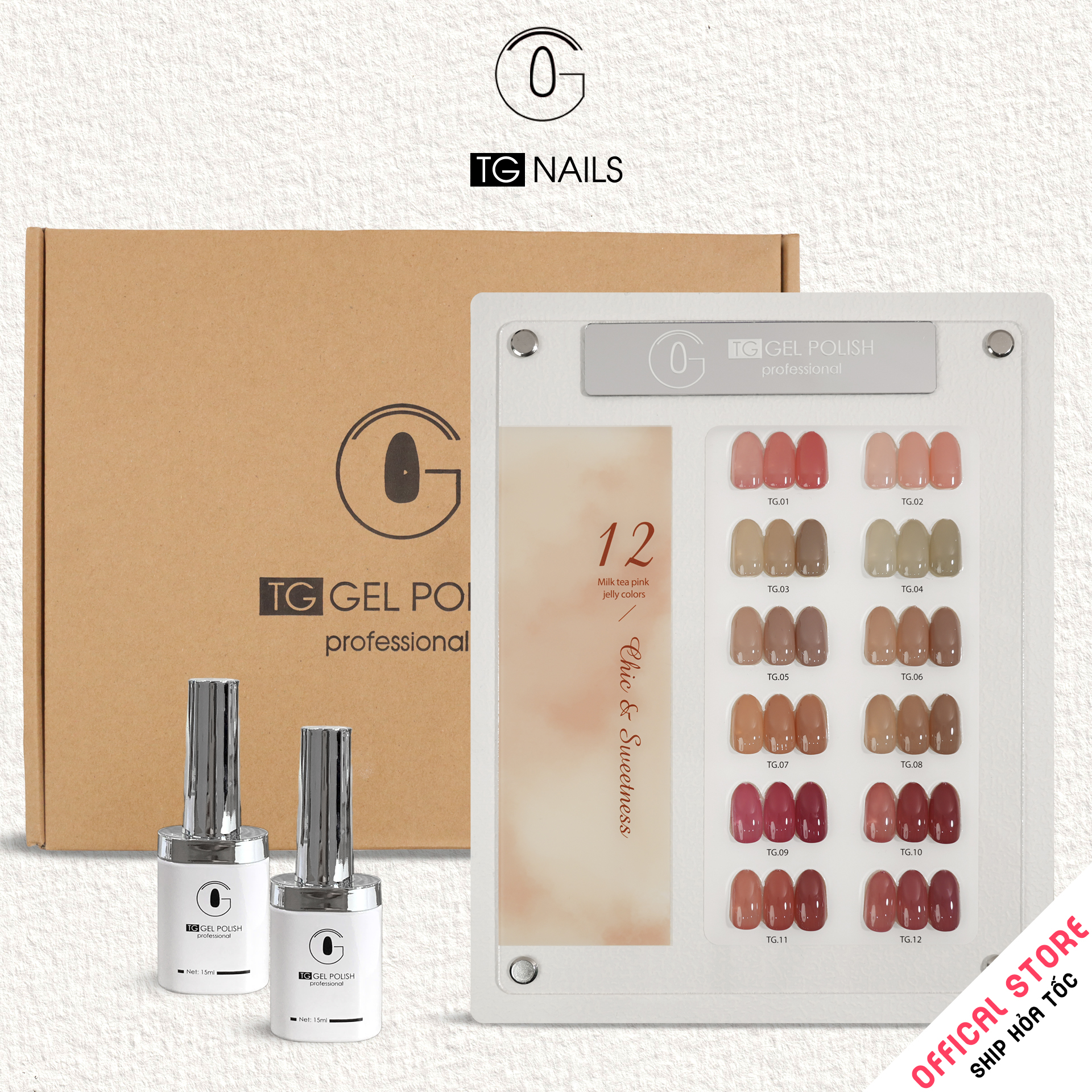 Set sơn gel 12 màu thạch trà sữa TG