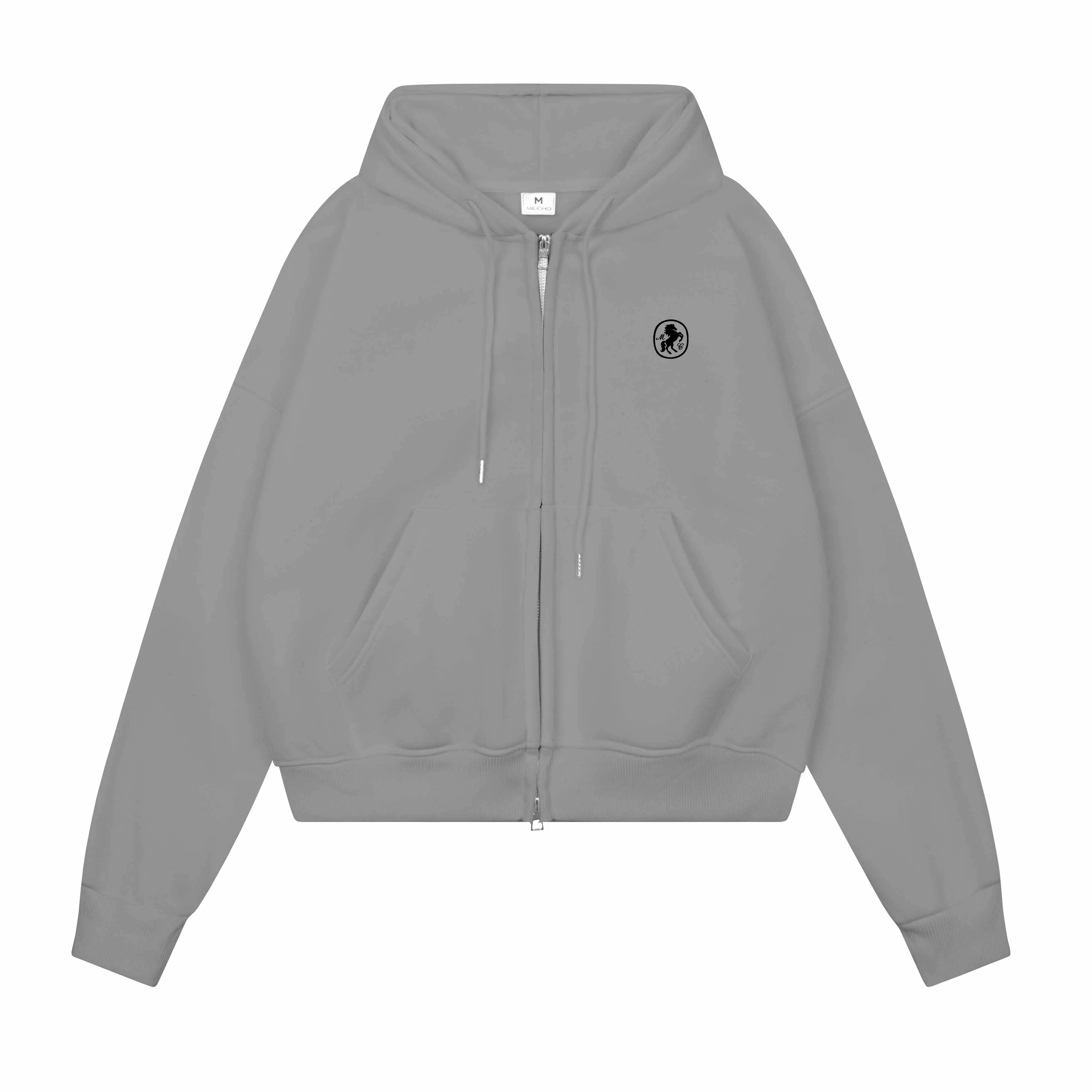 Áo hoodie zip form boxy basic dễ phối đồ 2581 Miucho vải nỉ bông cao cấp mềm mại thoáng mát_thumbnail_14
