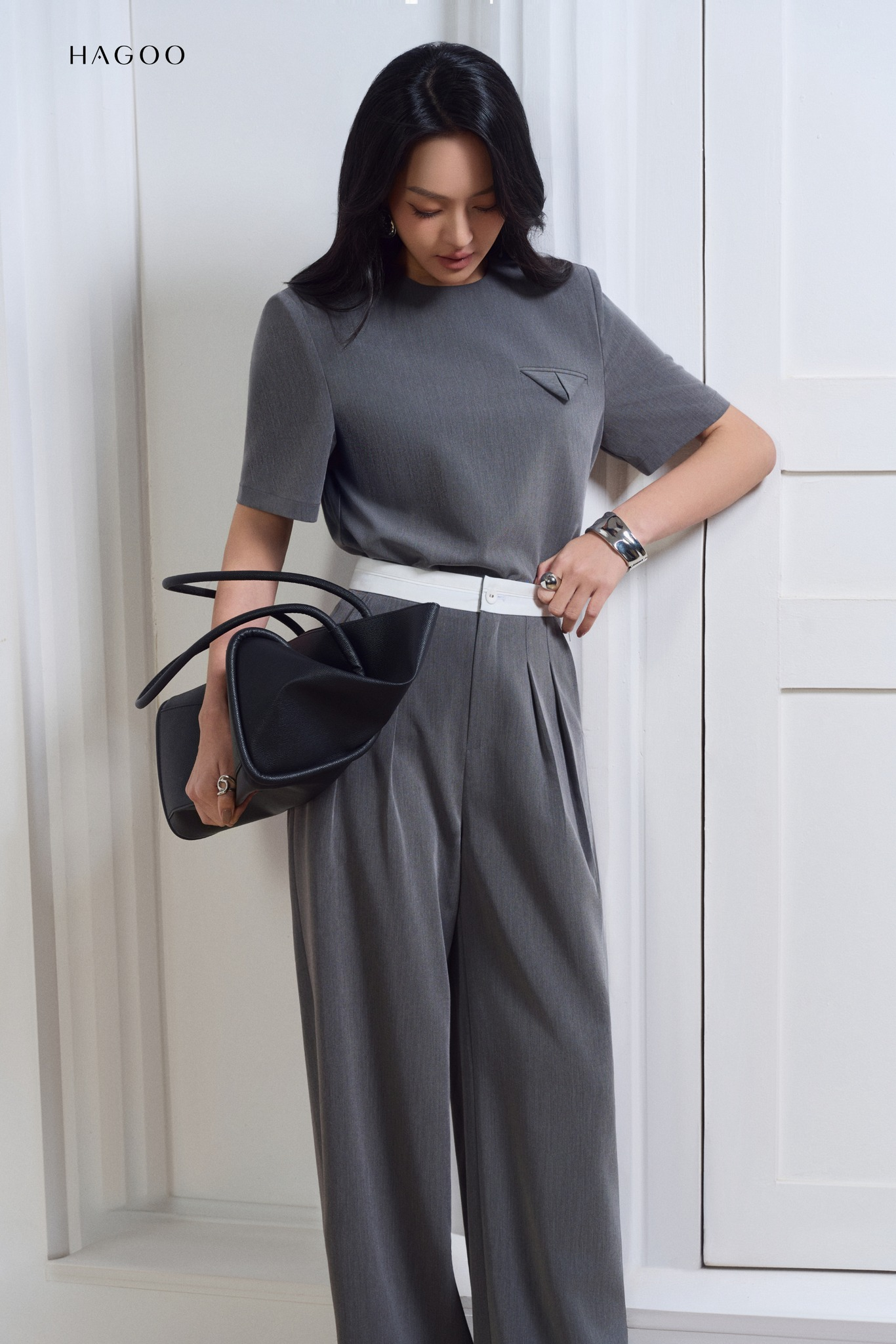 Set Áo cổ tròn quần phối trắng HAGOO_thumbnail_3