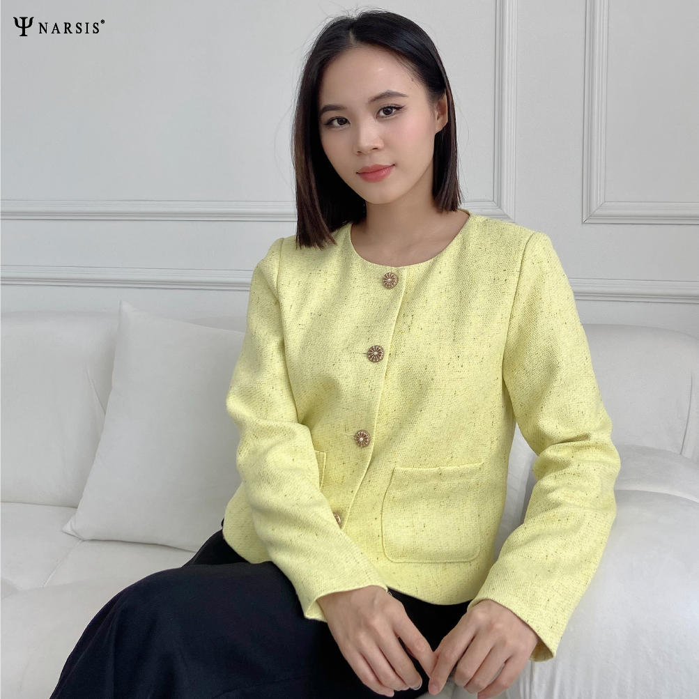 Áo Khoác Dạ Nữ 2 Lớp Narsis Dày Dặn Có Đệm Vai, Thiết Kế Tiểu Thư Thanh Lịch, Nhã Nhặn_thumbnail_4