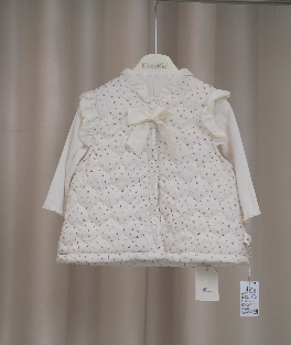 (C16) Áo gile phao lót bông màu trắng hoa nhí