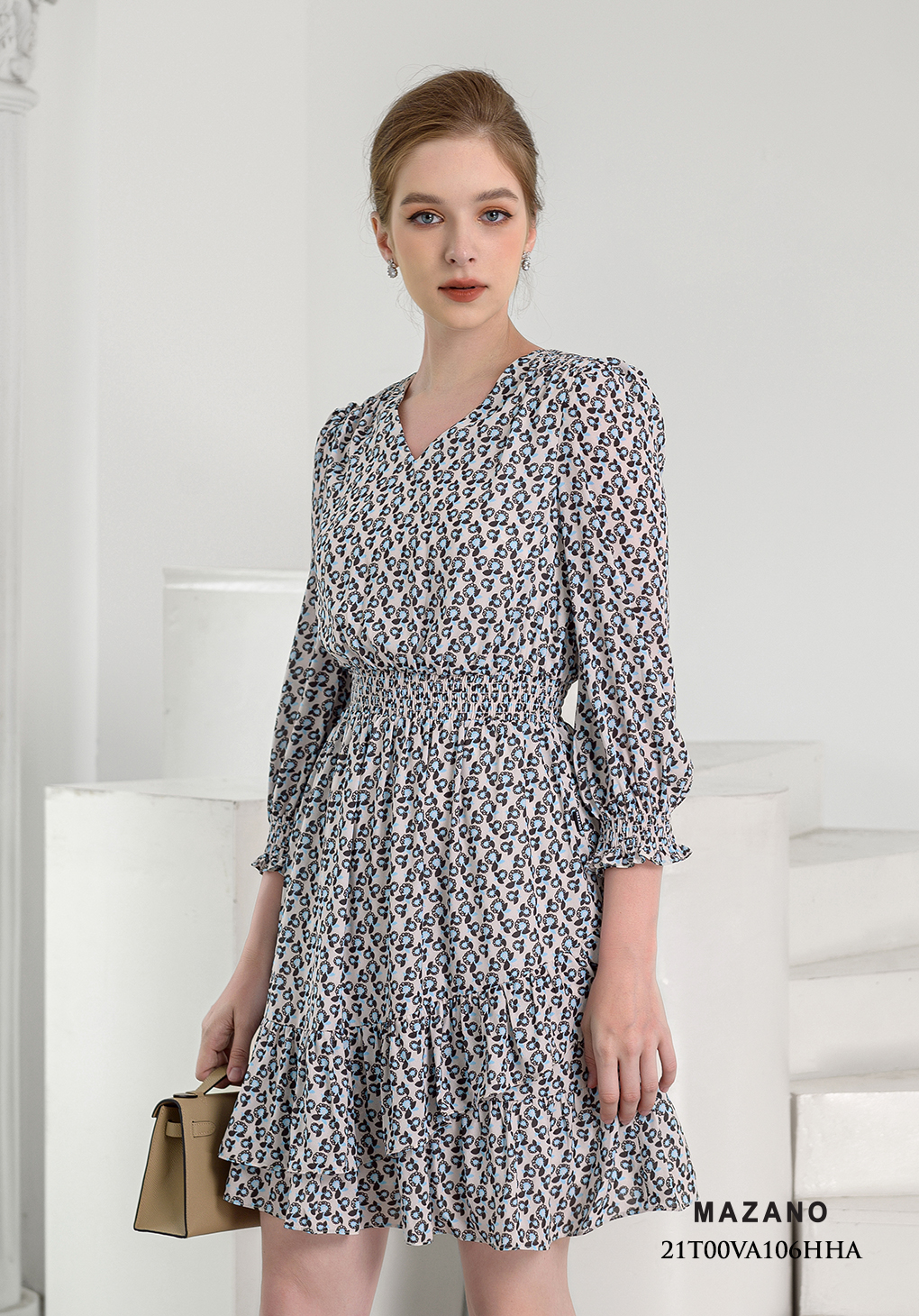 Đầm chun eo họa tiết cổ tim chân bèo_thumbnail_2