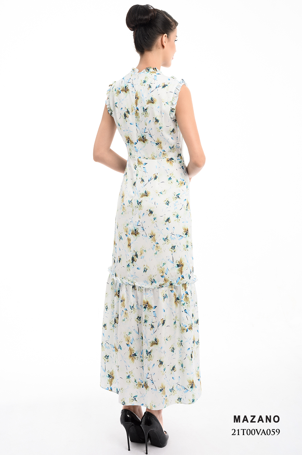 Đầm xanh họa tiết bèo cổ trang trí_thumbnail_2