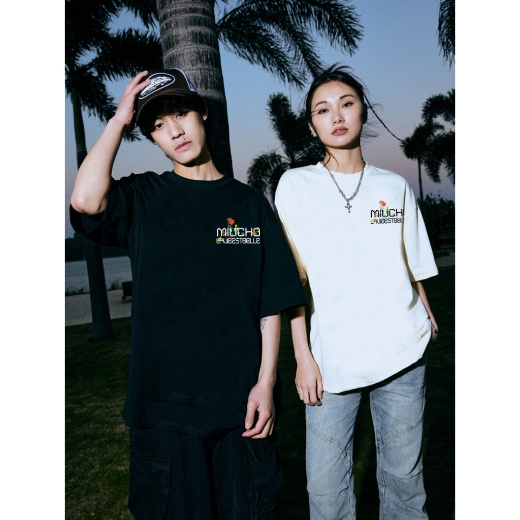 Áo thun form rộng unisex local brand ATD1078 Miucho tay lỡ cổ tròn in mix_thumbnail_2