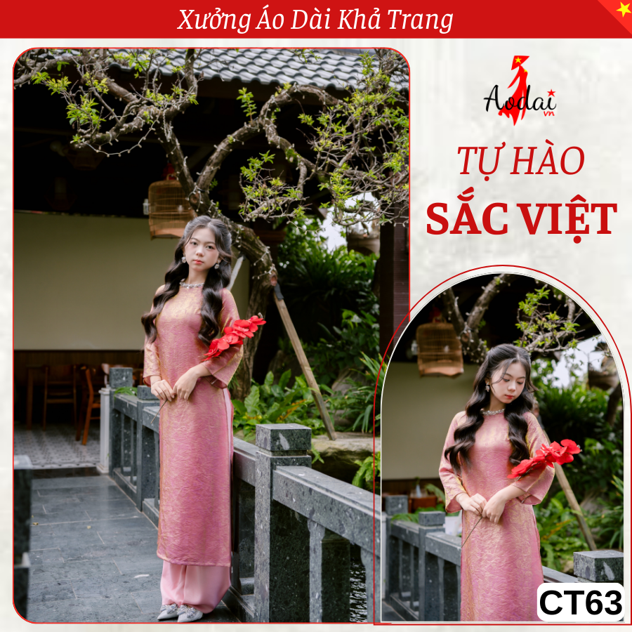 Áo Dài Cách Tân Gấm Tơ Óng Kim Cương Cổ Tròn Đính Hạt Tay Loe màu tím Khoai Môn