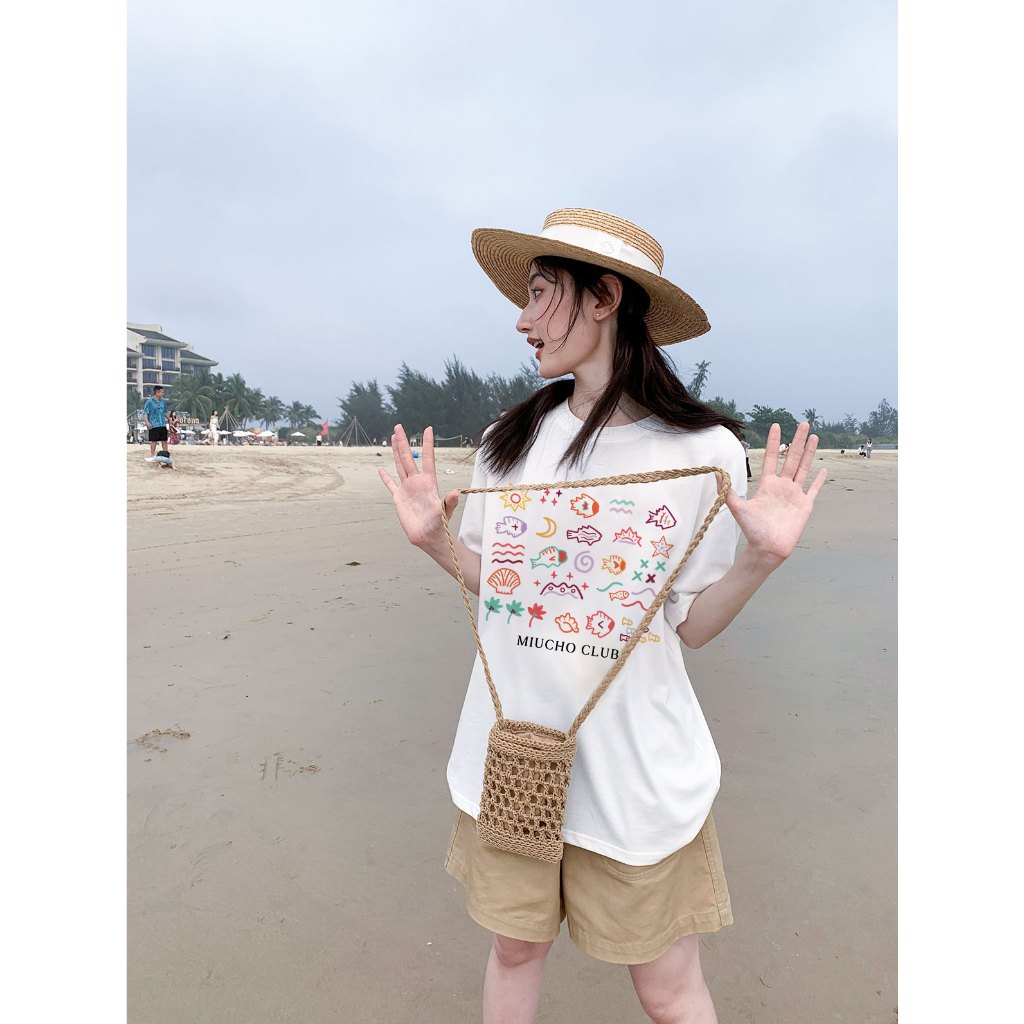 Áo thun form rộng unisex mùa hè ATD1041 Miucho vải cotton tay lỡ cổ tròn in artwork_thumbnail_4