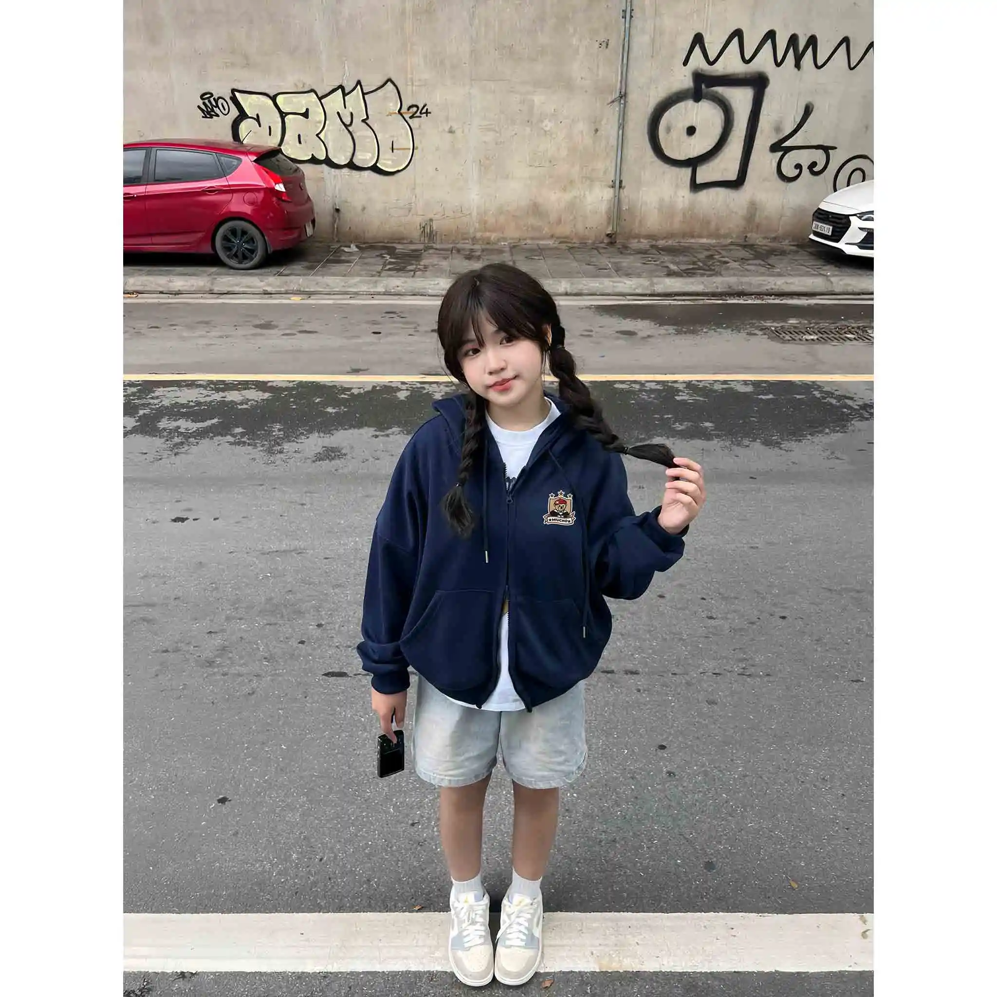 Áo hoodie zip form boxy Miucho vải nỉ 2 da mềm mại thoáng mát có nón khóa kéo in mix 2839_thumbnail_6