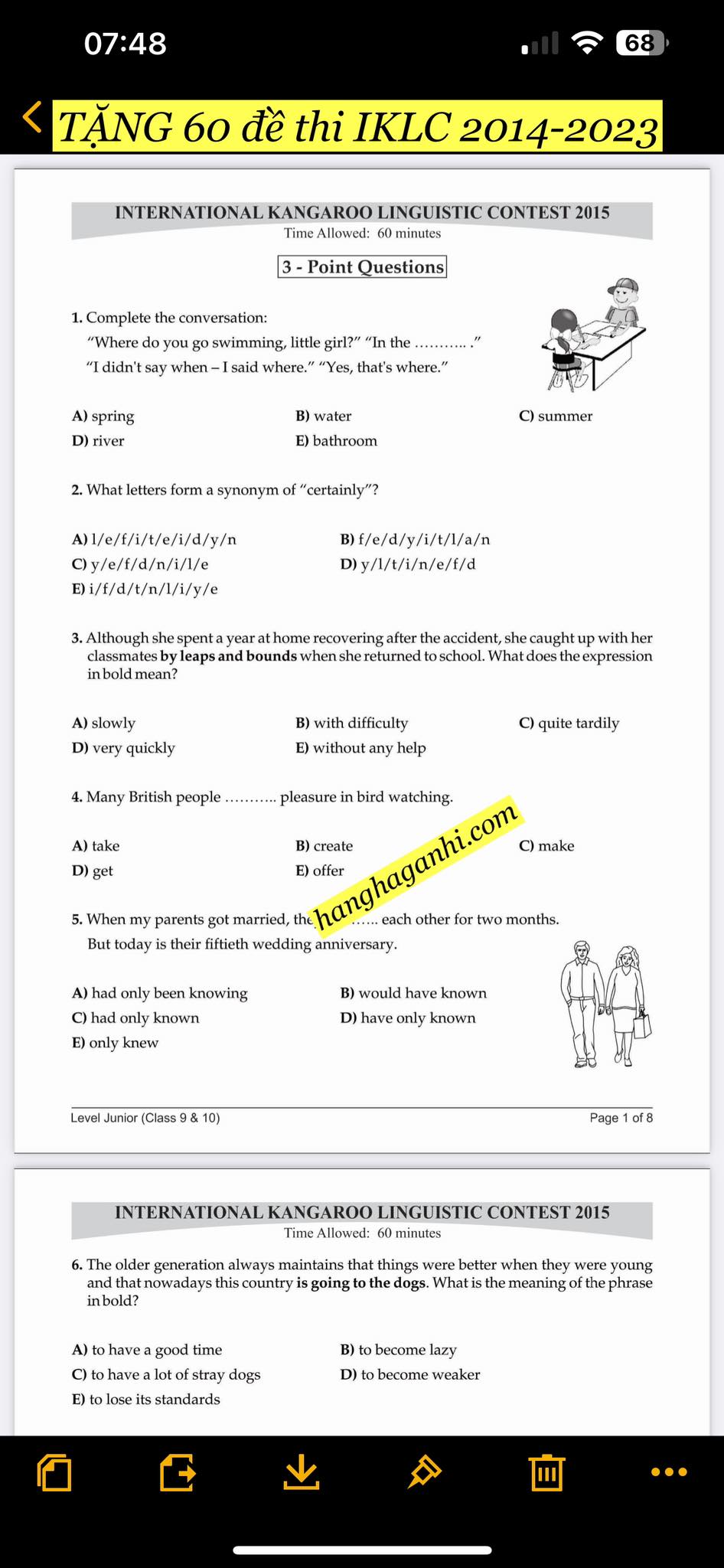 Tổng hợp 60 đề thi IKLC 2014-2023