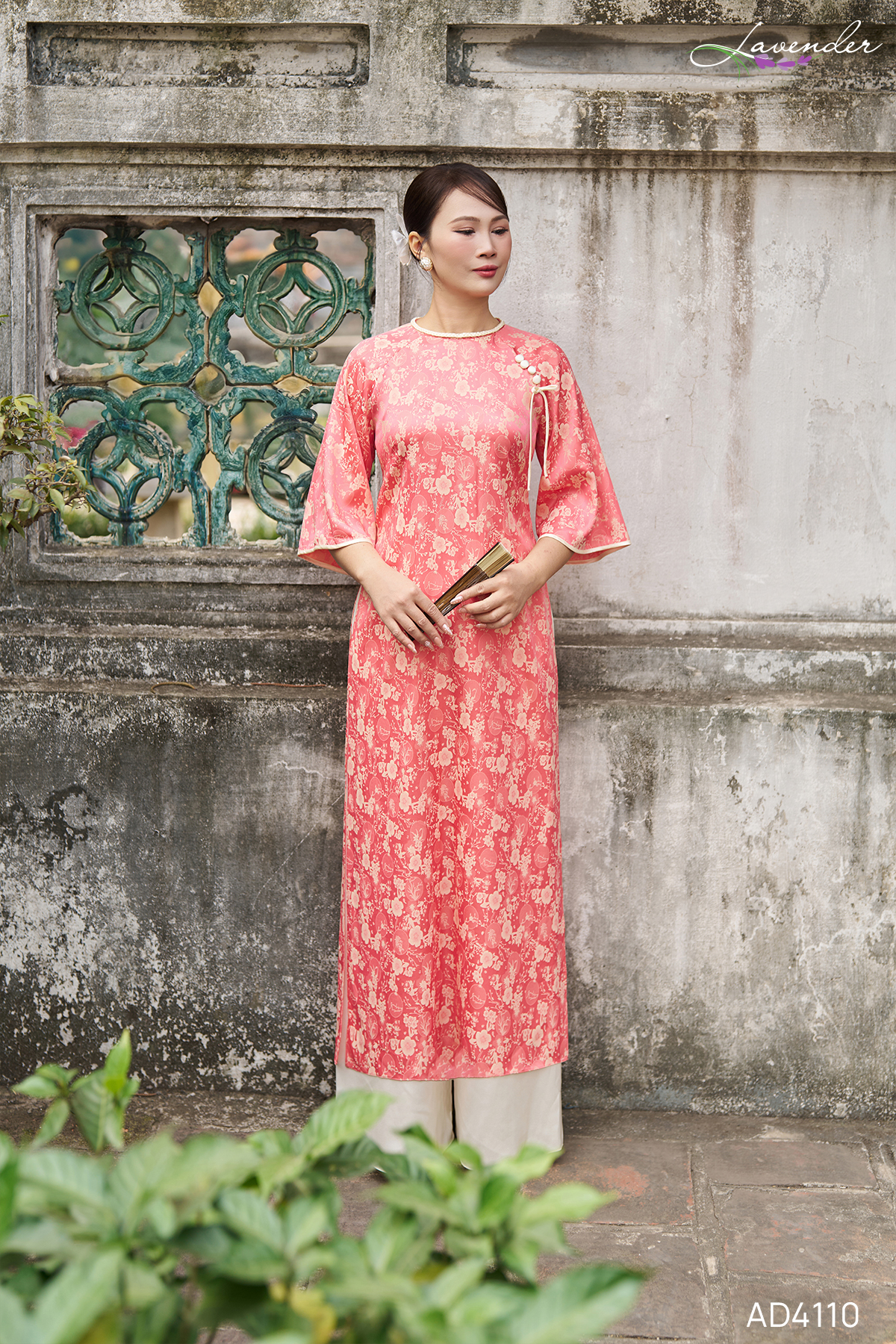 Áo dài lụa gấm hoa cam AD4110_thumbnail_3