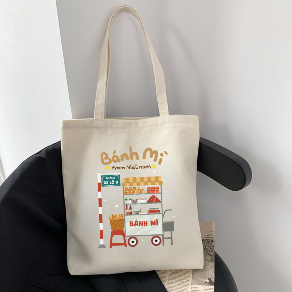 Túi Tote BST Ẩm thực đường phố Việt Nam - Túi vải canvas có túi phụ và khoá kéo đựng vừa A4 (33x37cm) - TOTE22_thumbnail_13