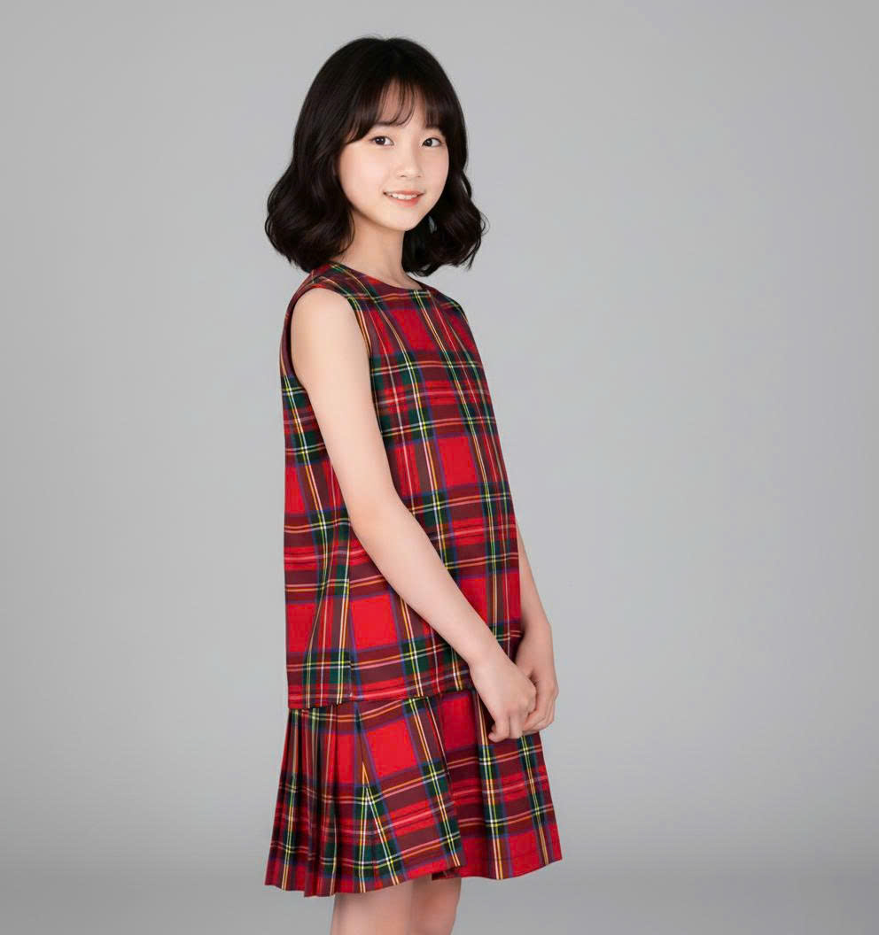 Váy dạ kẻ caro đỏ xanh