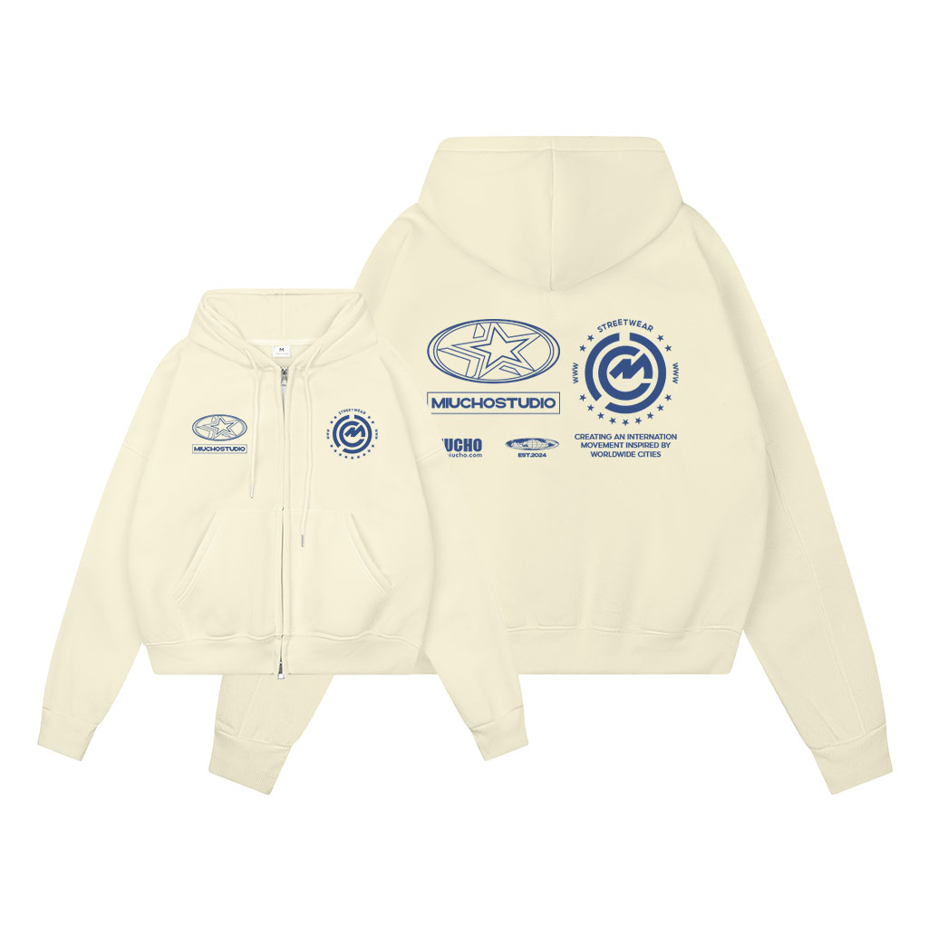 Áo hoodie zip local brand form boxy HXD1576 Miucho vải nỉ bông dày dặn khóa kéo in mix_thumbnail_2