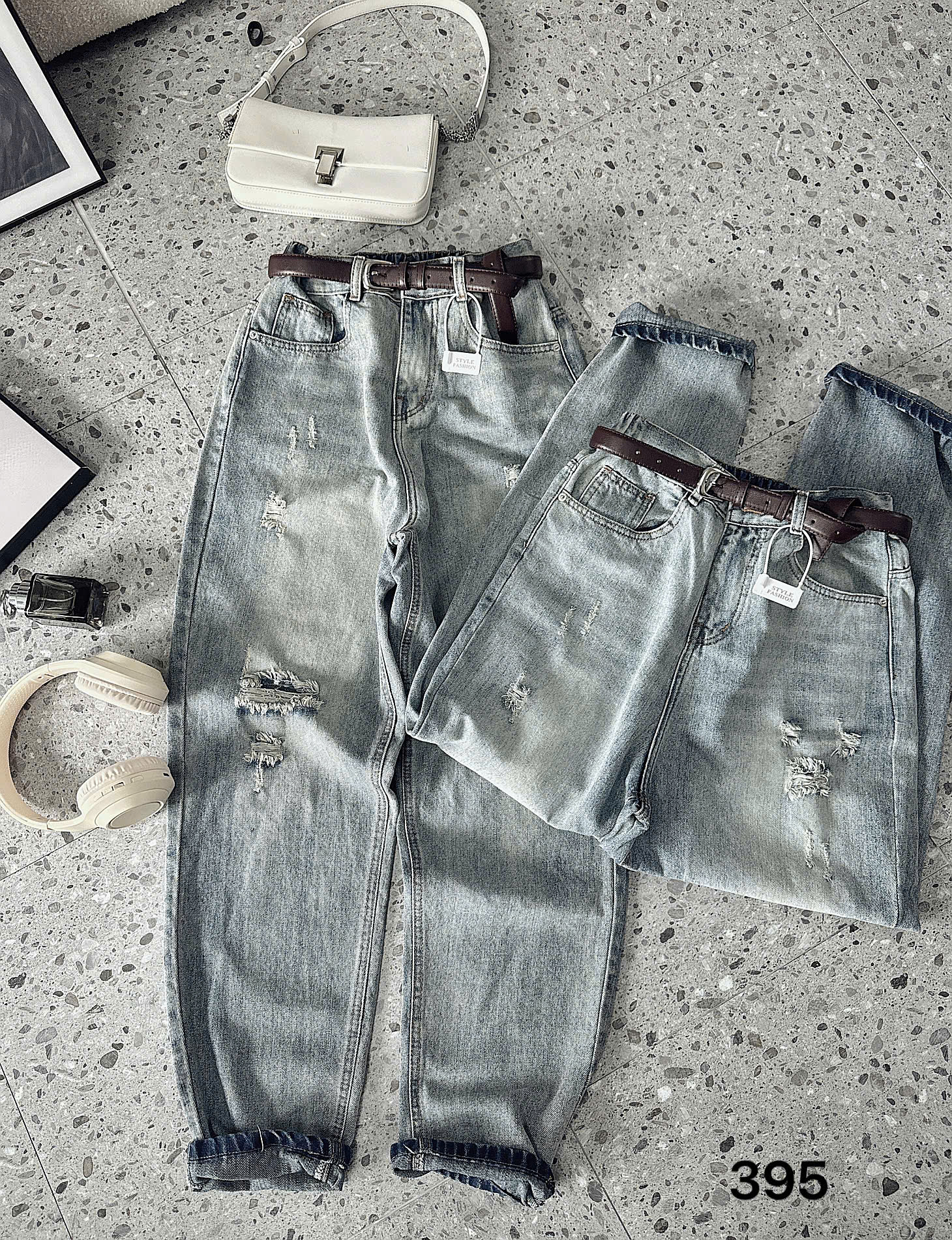 BIGSIZE- Quần jean baggy lưng thun rách T-QJ395_thumbnail_3