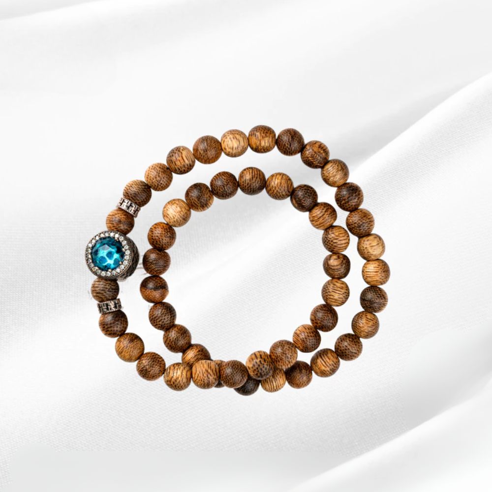 PT166 - Chuỗi vòng trầm tốc 54 hạt mix charm Pandora