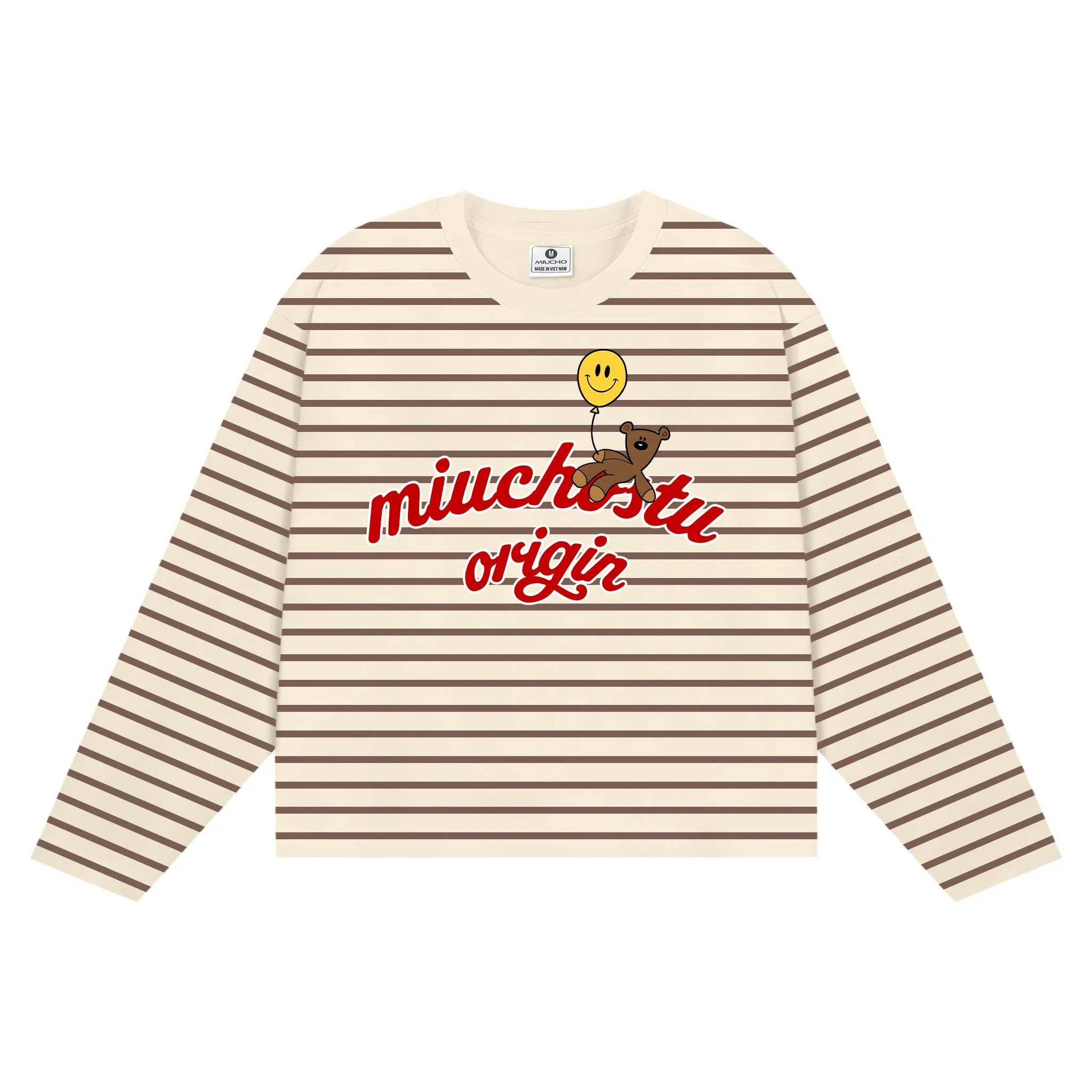 Áo thun boxy Miucho vải borip thoáng mát chuẩn form tay dài cổ tròn in chữ basic 2847_thumbnail_11