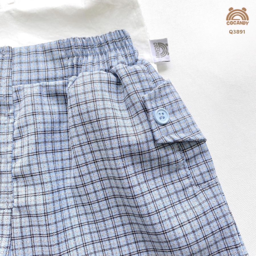 Quần cộc CARO XANH túi đáp nẹp kèm cà vạt_thumbnail_5