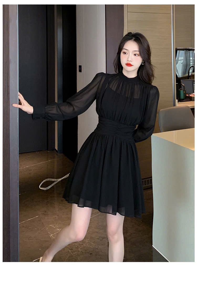 15295-Đầm  voan đen dài tay  cách điệu ( voan, lót)_thumbnail_3