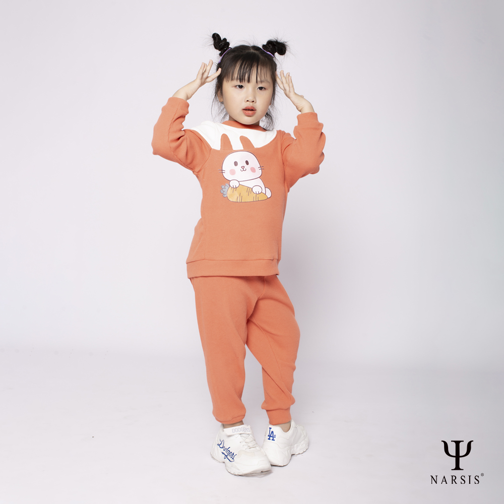 ĐỒ BỘ QUẦN ÁO THU ĐÔNG DÀI TAY CHO BÉ GÁI NARSIS CHẤT LIỆU COTTONN HOA TIẾT HÌNH CON THỎ DỄ THƯƠN...