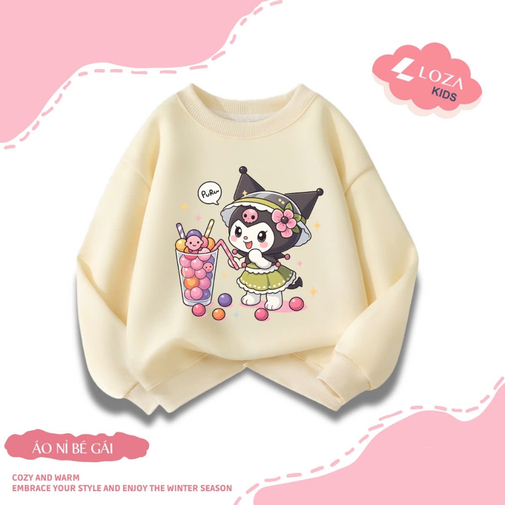 Áo sweater bé gái in hình Kuromi - Loza Kids IN3439