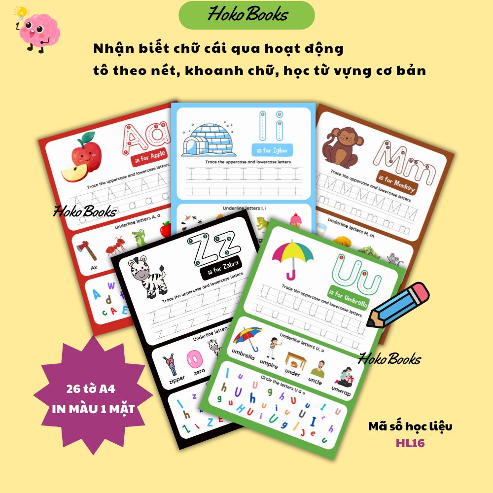 HL16 Học liệu nhận biết bảng chữ cái Tiếng Anh Hokobooks