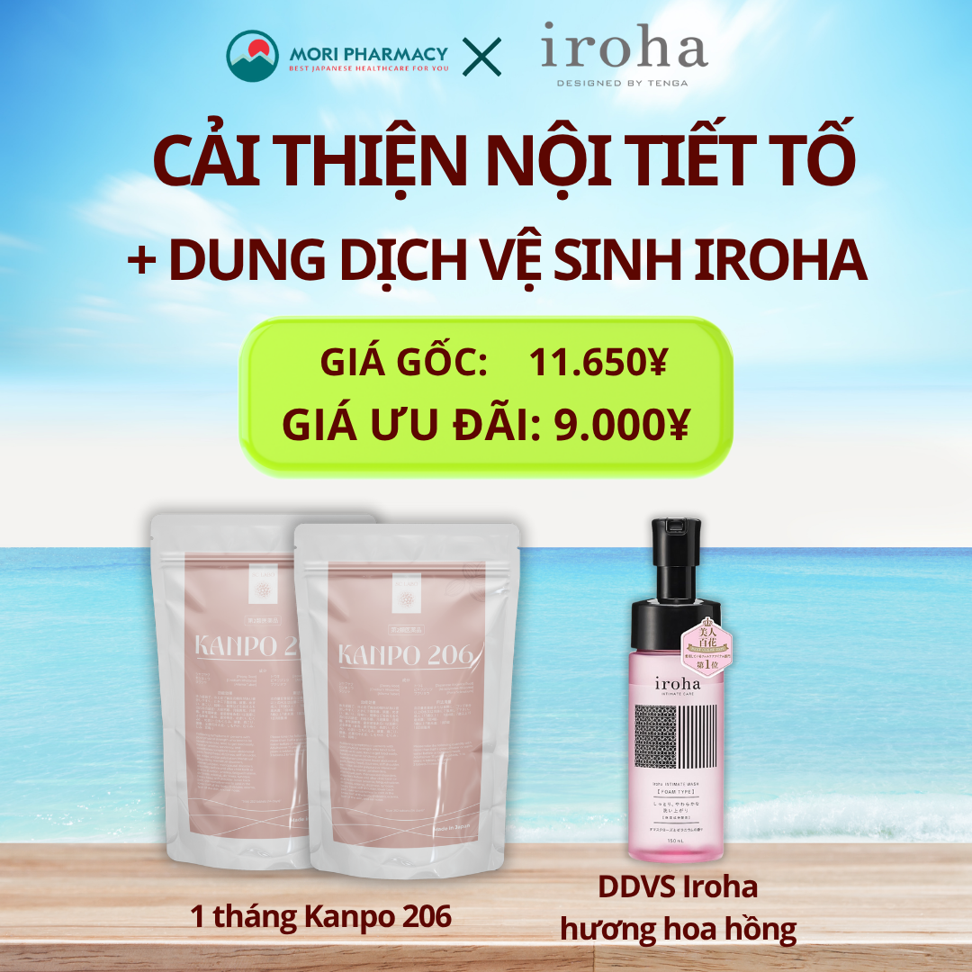 Combo cải thiện nội tiết + dưỡng cô bé (1 tháng kanpo 206 + DDVS Iroha hồng)