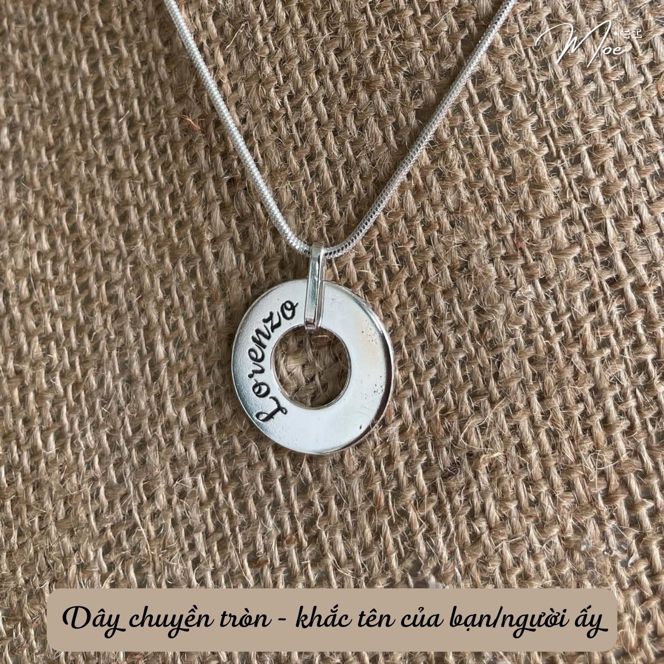 DN49 - Dây chuyền nam mặt tròn khắc chữ theo yêu cầu