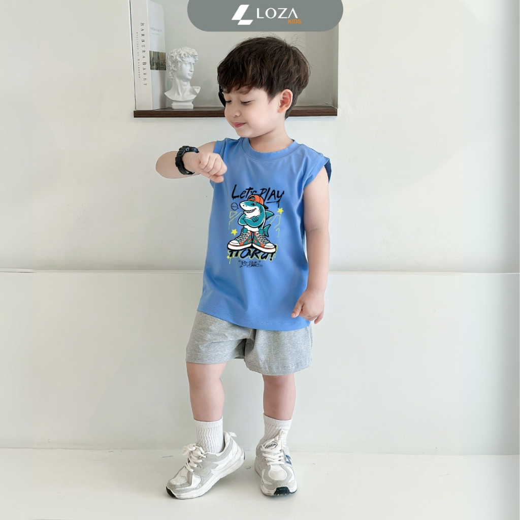 Bộ ba lỗ bé trai in hình Tralalero Tralala - Loza Kids BL402