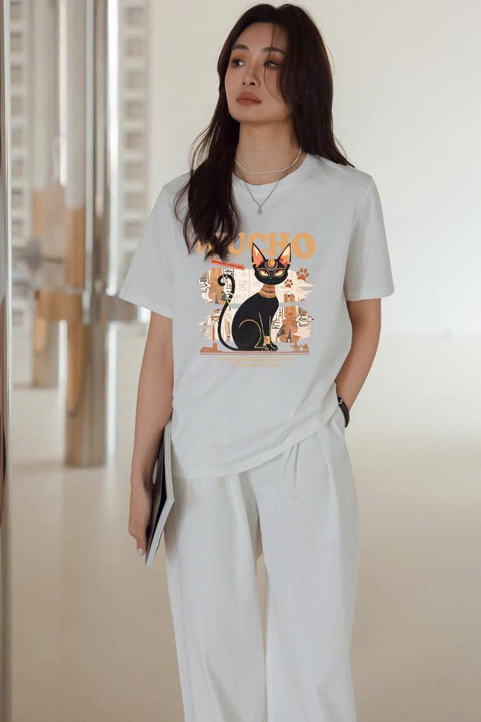 Áo thun nữ form vừa regular dáng ngắn ARD2283 Miucho Chic tay ngắn vải cotton thoáng mát cổ tròn in mix_thumbnail_5