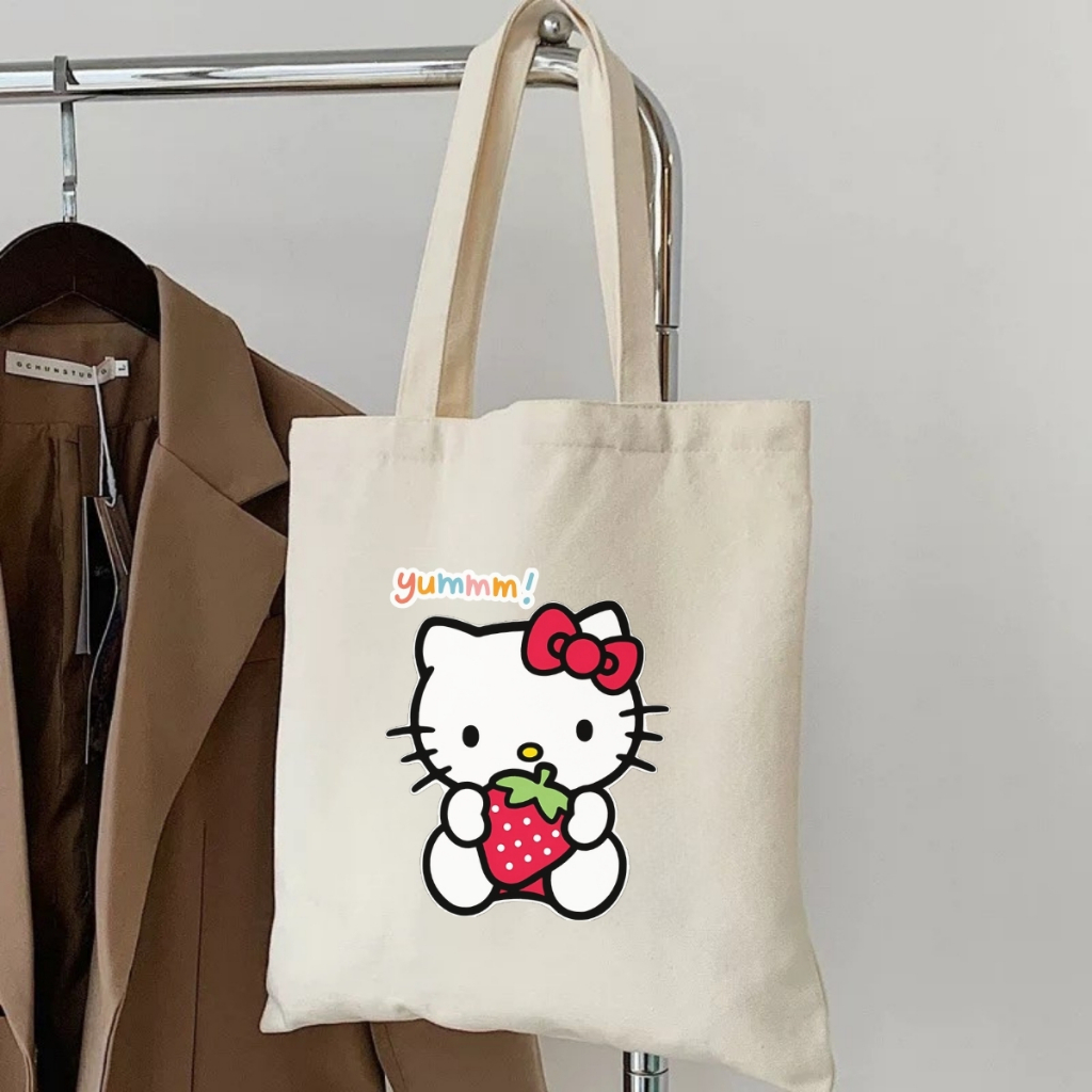 Túi tote vải canvas đeo vai hình HELLO KITTY dễ thương, có khóa kéo và ngăn phụ - WTU03_thumbnail_9