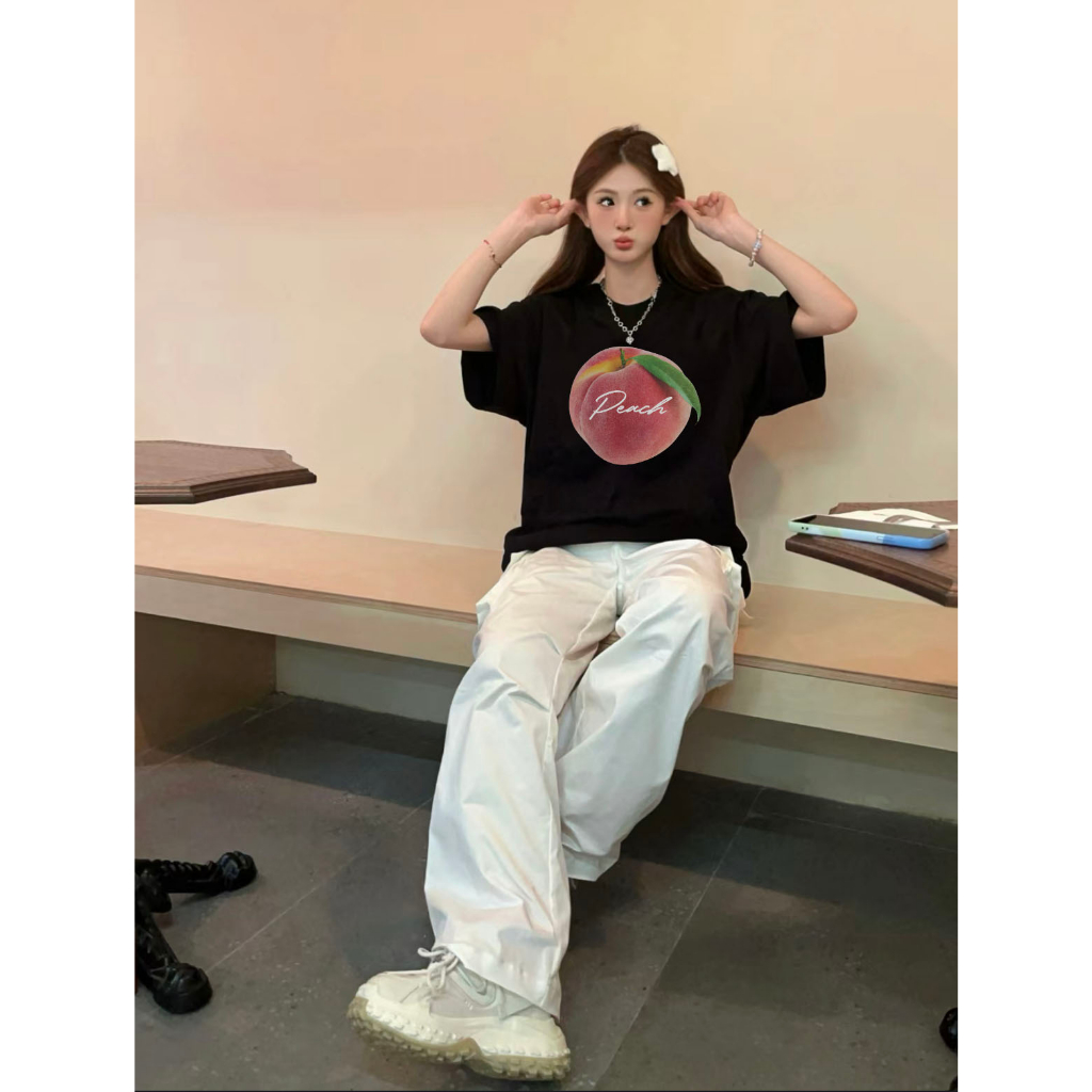 Áo thun nữ tay lỡ hình quả đào orm rộng đẹp chất vải cotton mềm mại local brand Miucho Brand ATD086 in graphic_thumbnail_4