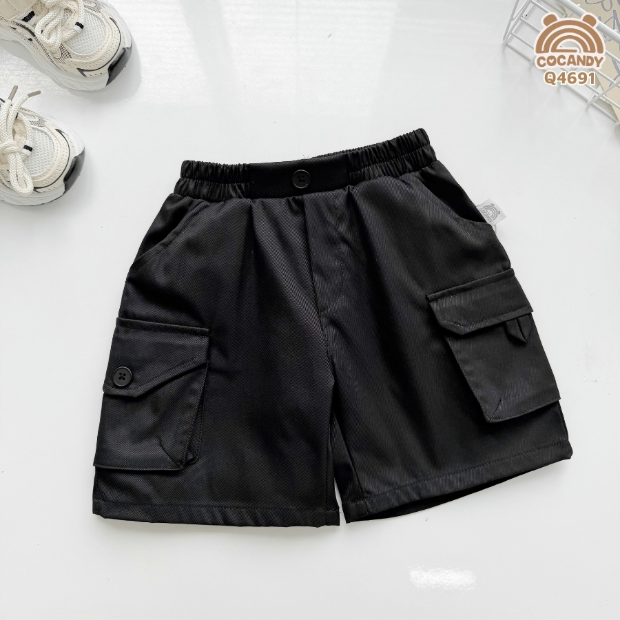 Quần cộc(form lửng) kaki ĐEN túi hộp 2 bên
