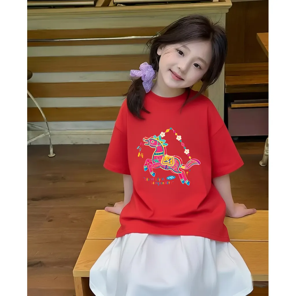 Áo thun cho bé gái Kado vải cotton thoáng mát mềm mại thoải mái Tuổi Ngọ in mix 2859_thumbnail_2