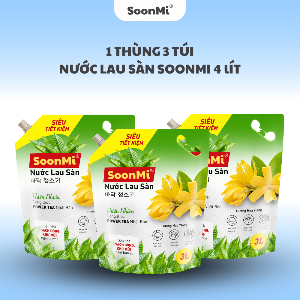 1 Thùng 3 Túi Nước Lau Sàn 3kg Hương Hoa YLang