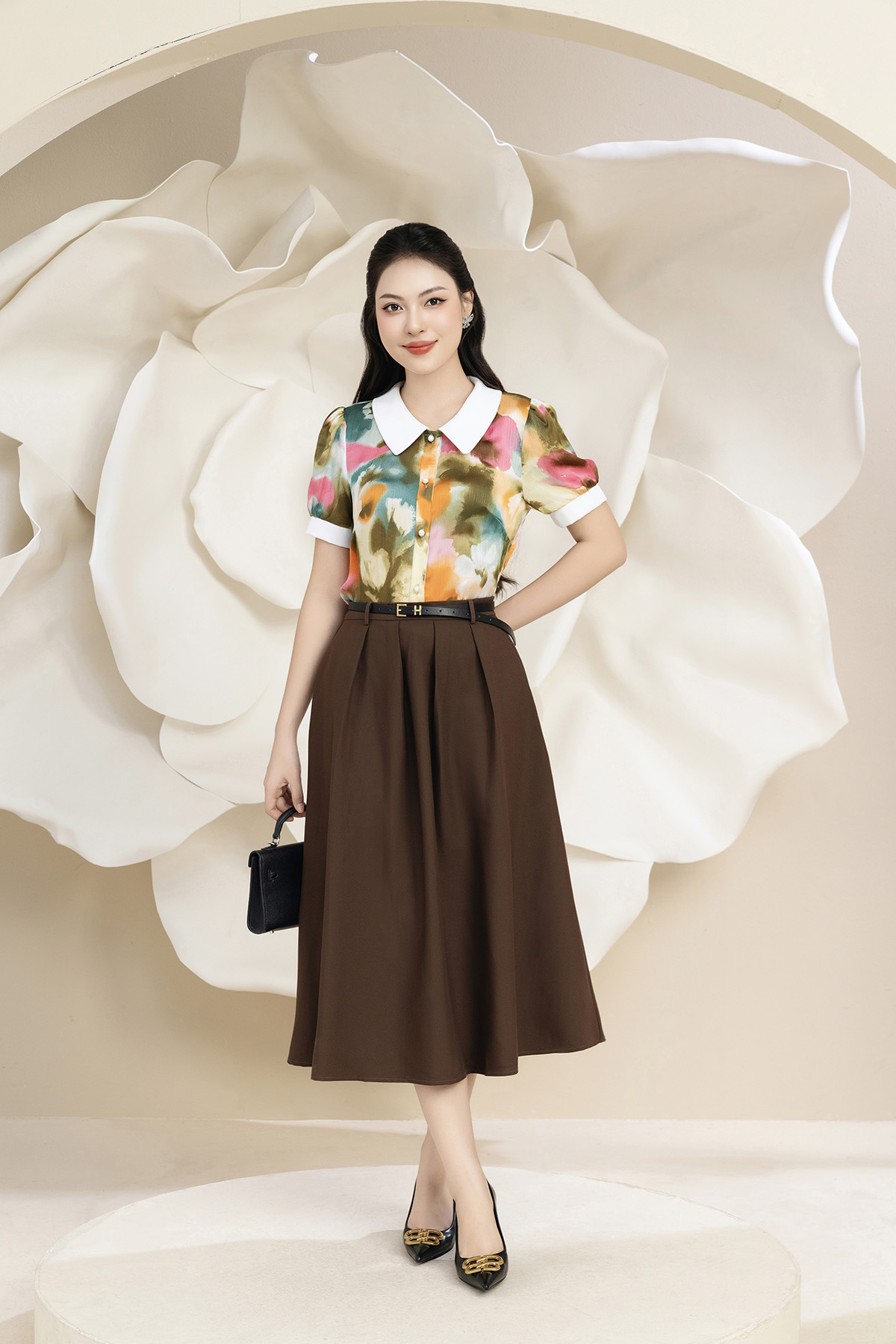 Chân váy midi nâu xếp ly CV3036_thumbnail_2