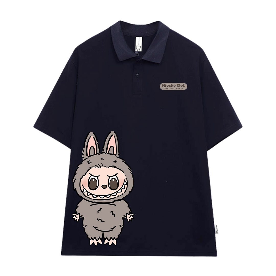 Áo polo labubu form rộng PLD1469 Miucho tay ngắn vải cotton co giản cổ trụ in basic_thumbnail_11