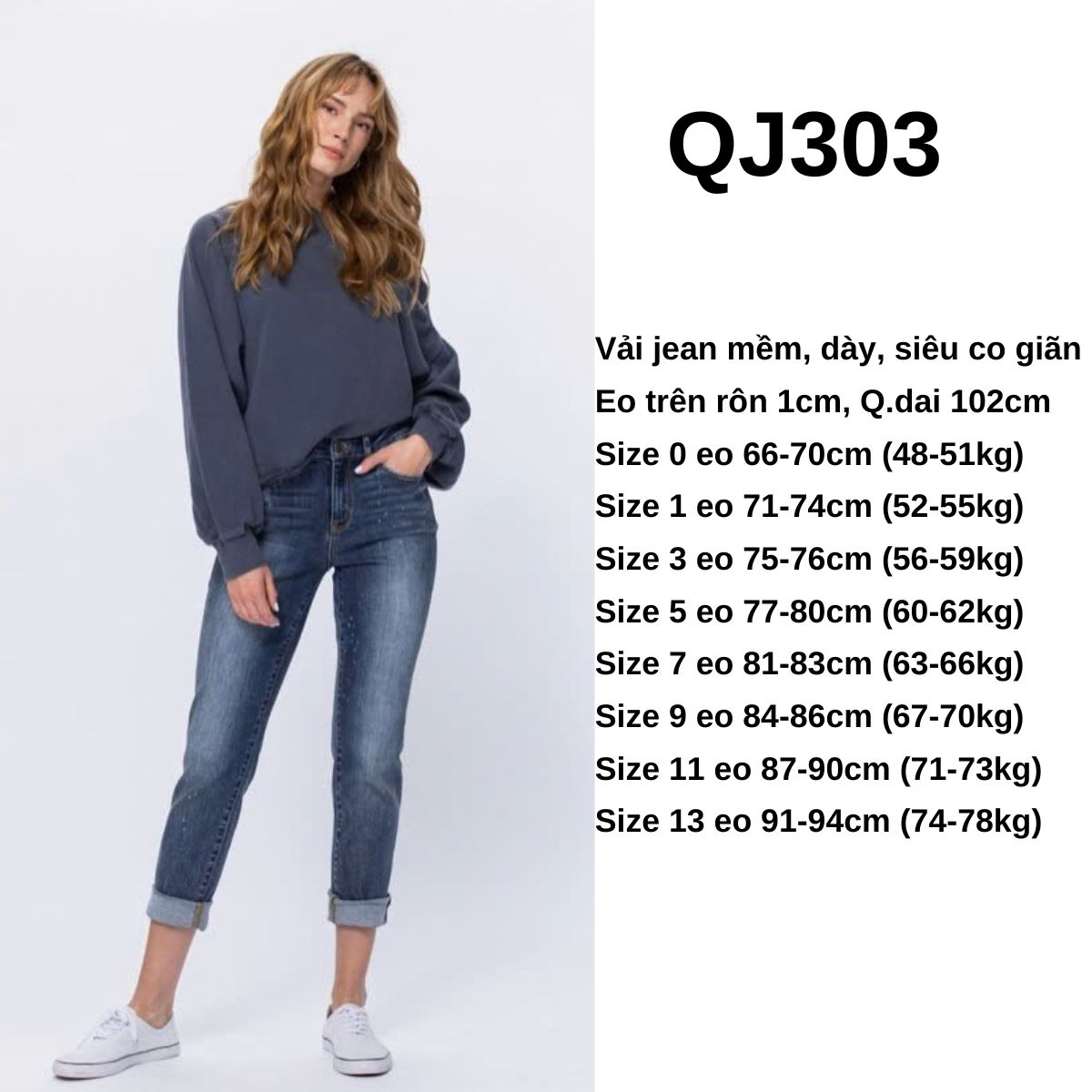 QJ303- Jeans vẩy đốm