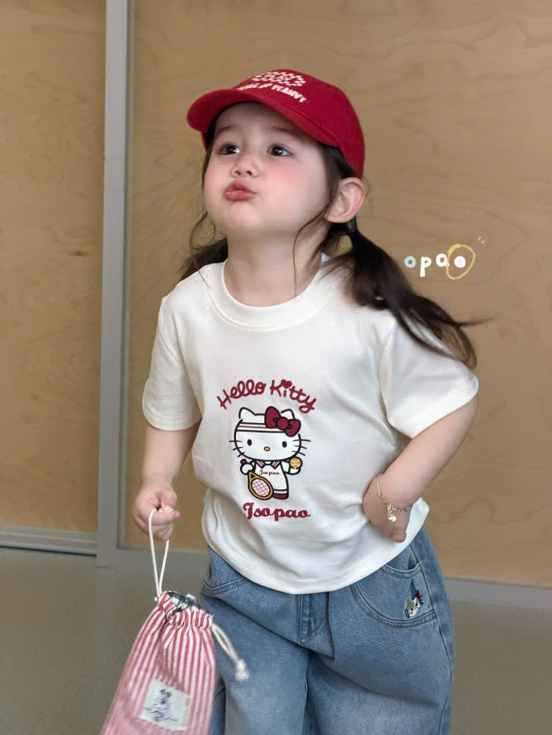 (E87) Áo thun cộc tay họa tiết kitty hãng Opao (form bé)