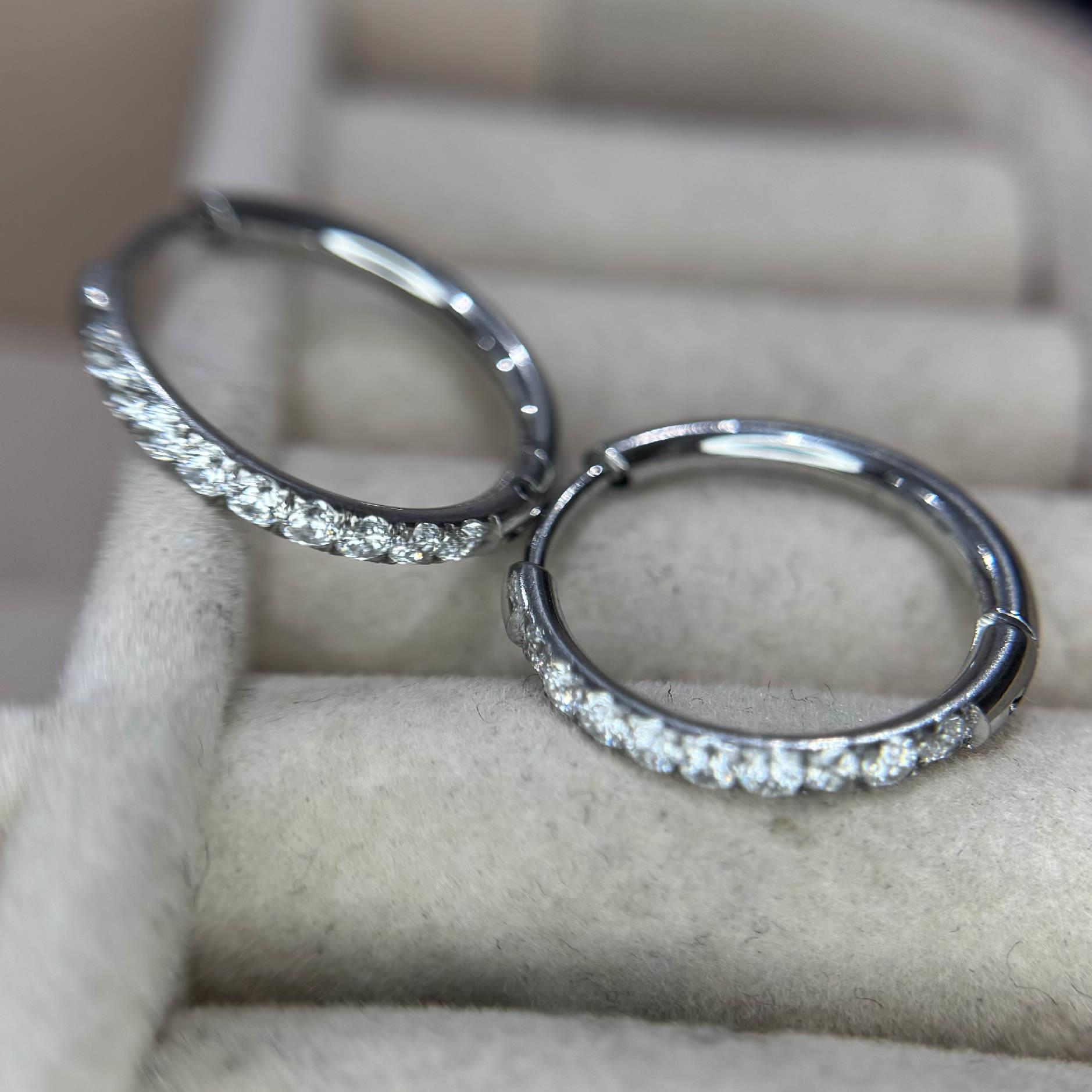 khuyên vòng kiểu kim cương nửa vòng đá 14mm dày 1.6