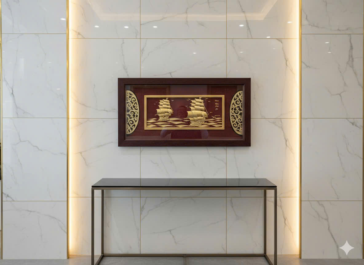 Tranh thuyền thuận buồm xuôi gió mạ vàng 24k KT 81CM X 42 CM _thumbnail_4