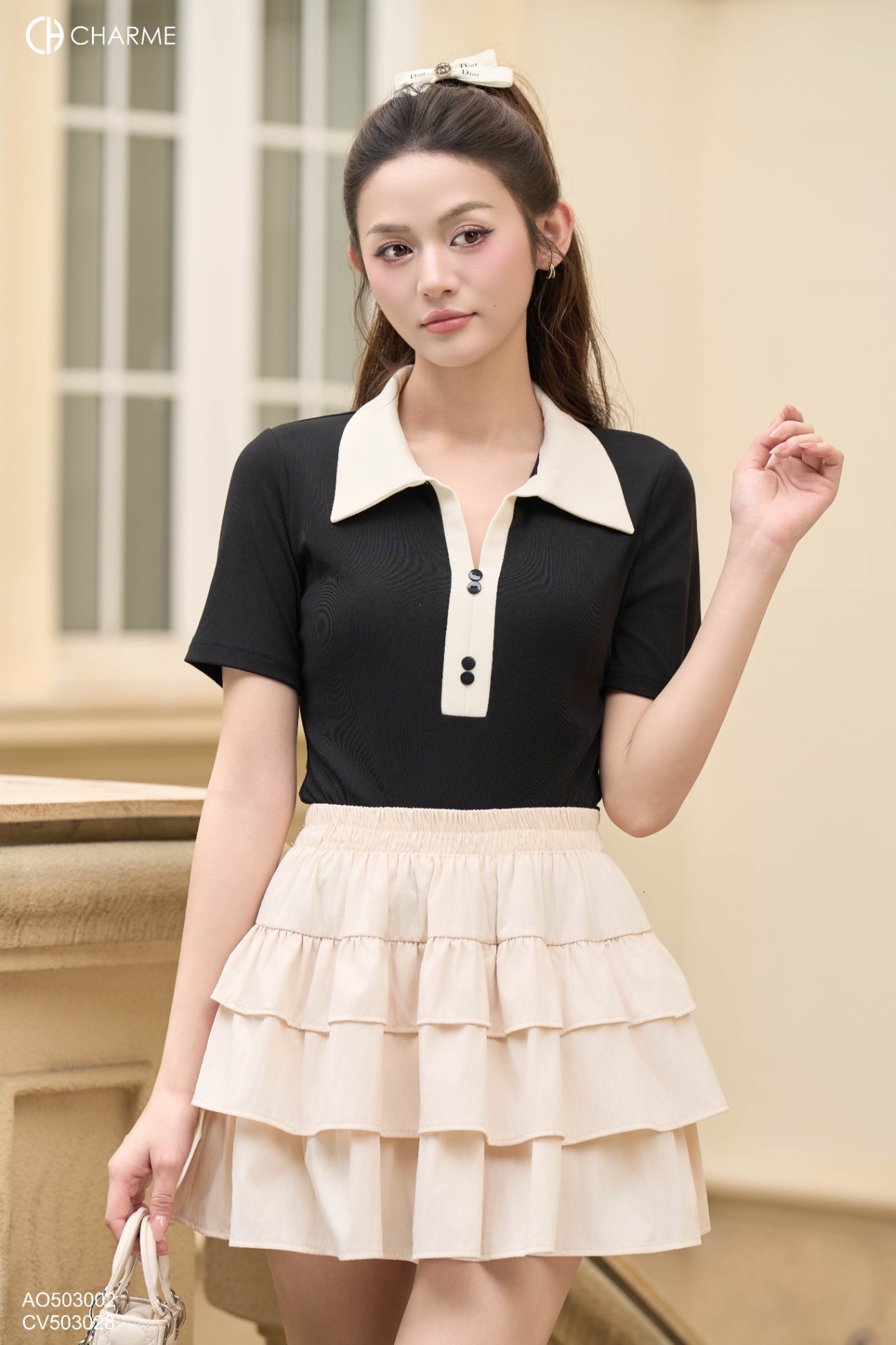 Áo thun polo phối cổ bẻ