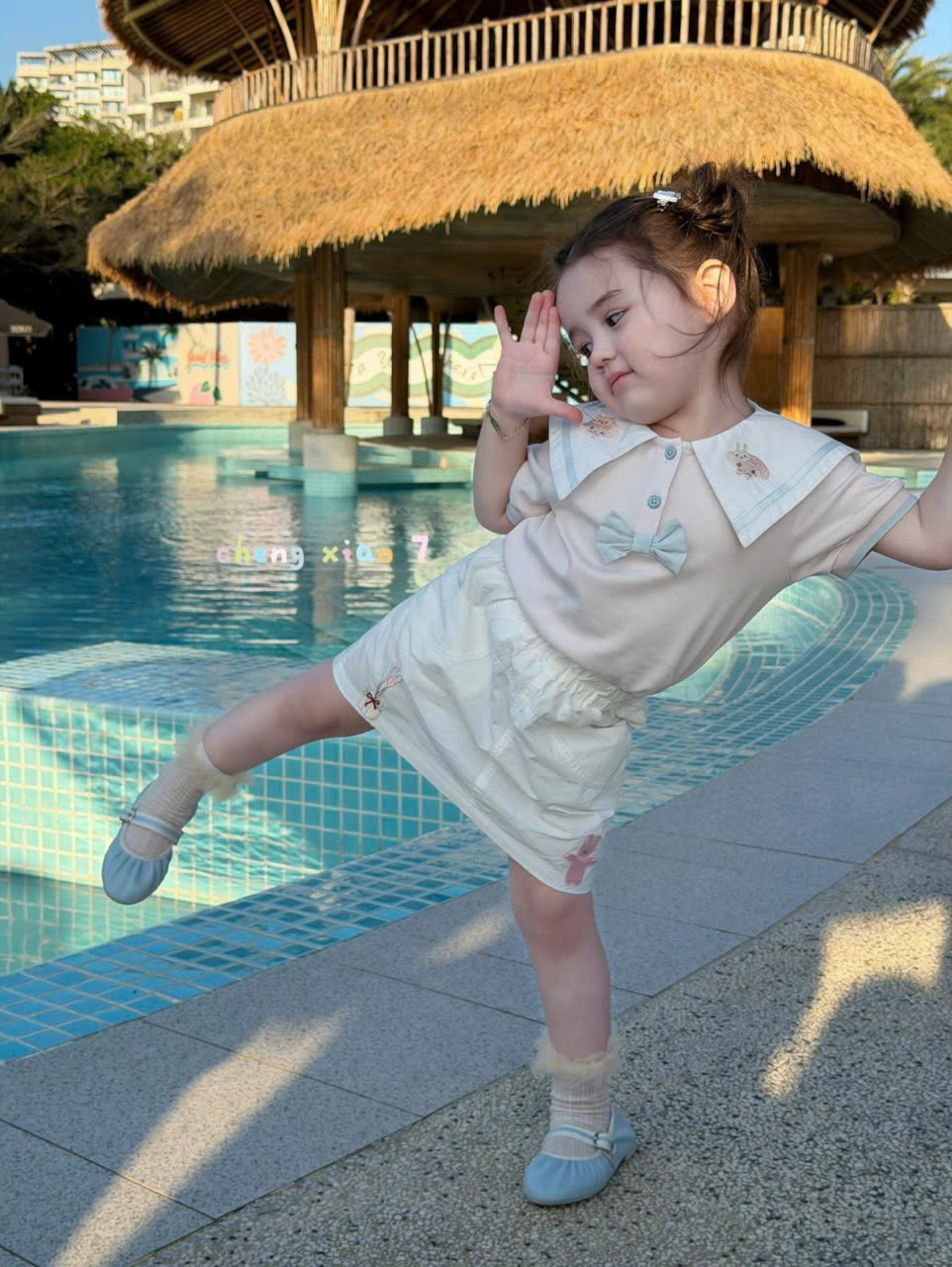 CX79 - Chân váy bé gái thêu họa tiết phối dáng xòe dễ thương hãng CX7