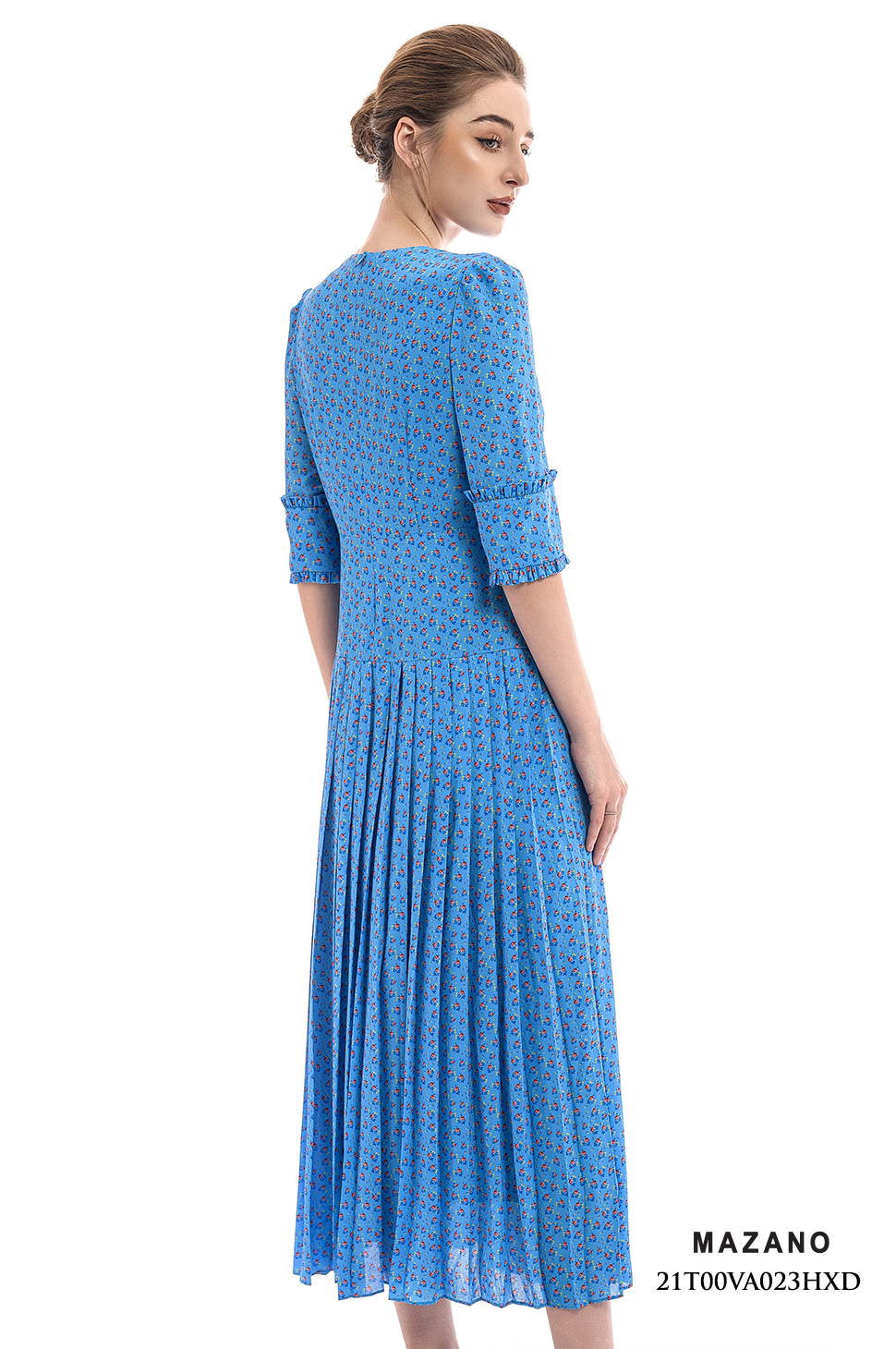 Đầm thân ôm xanh tay lỡ xếp ly_thumbnail_1