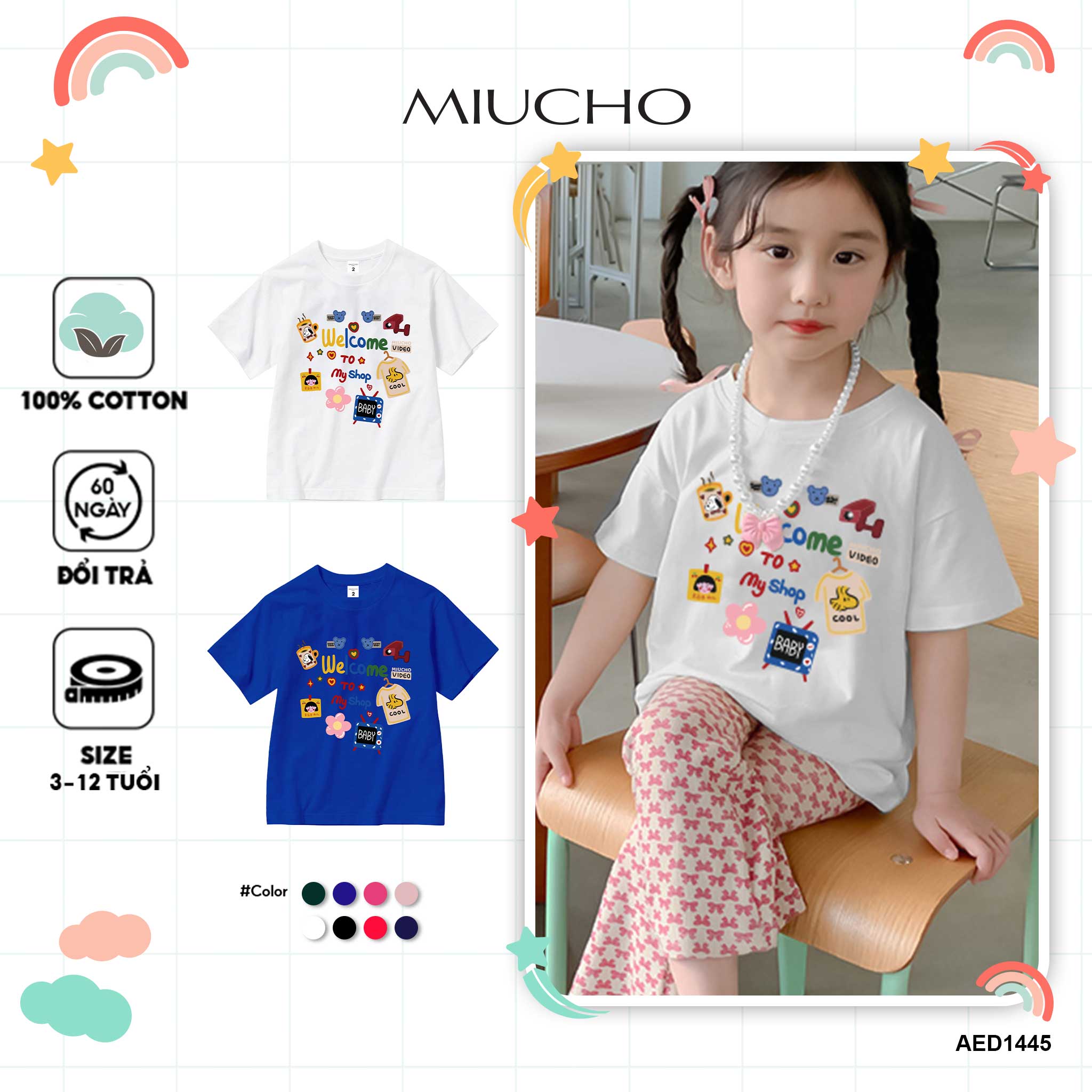 Áo thun cho bé gái form rộng AED1445 Miucho Kid tay ngắn cổ tròn in graphic_thumbnail_1
