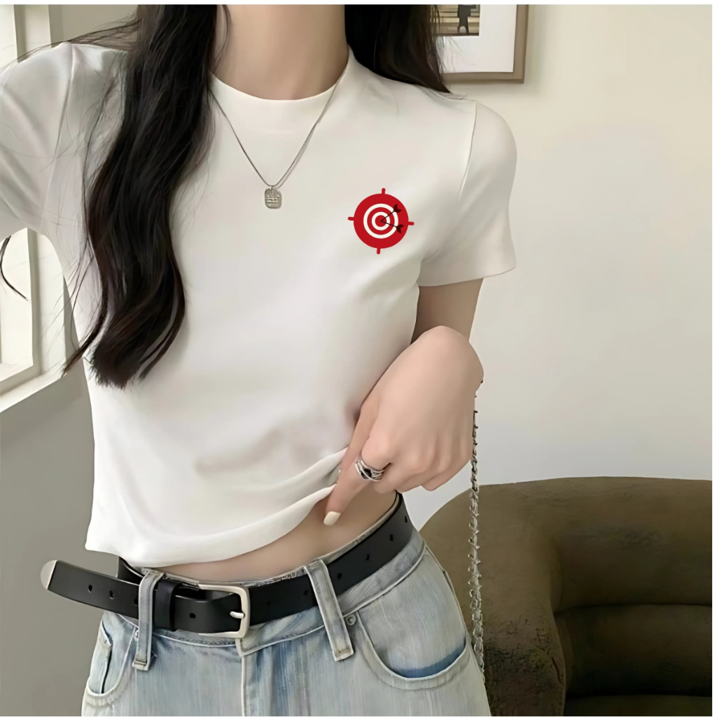 Áo croptop nữ LOZA màu trắng chất liệu cotton co giãn 4 chiều - Mã G0281