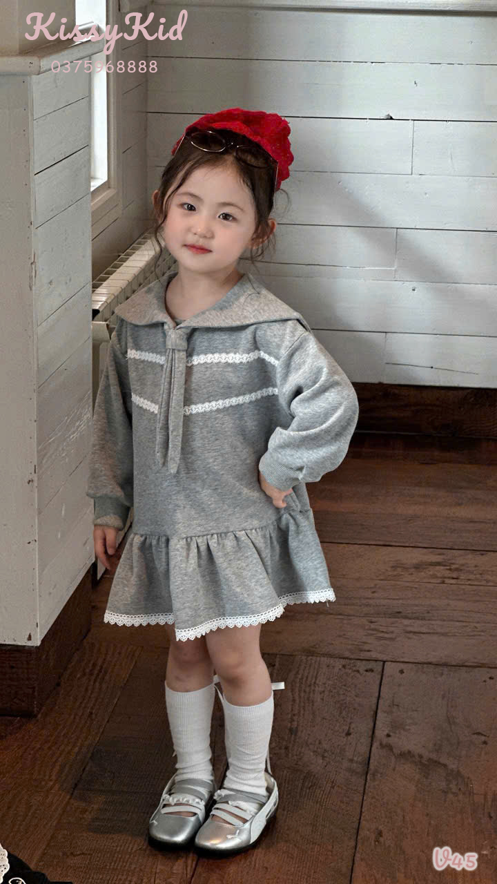 (V45) Set váy xám có yếm áo Xing Xing_thumbnail_0